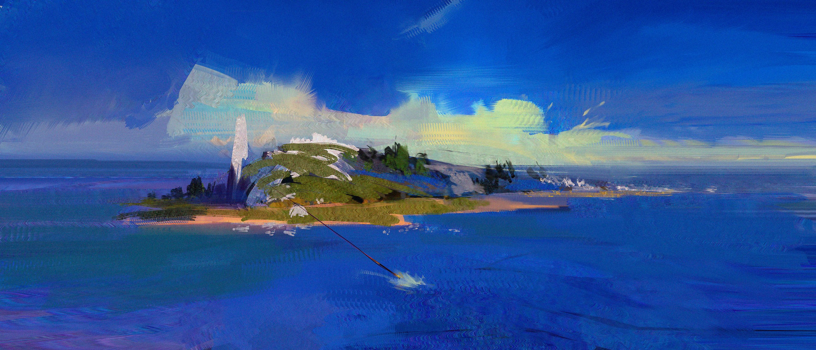 Island landscape painting by Aleksandr Chernobai HD Wallpaper