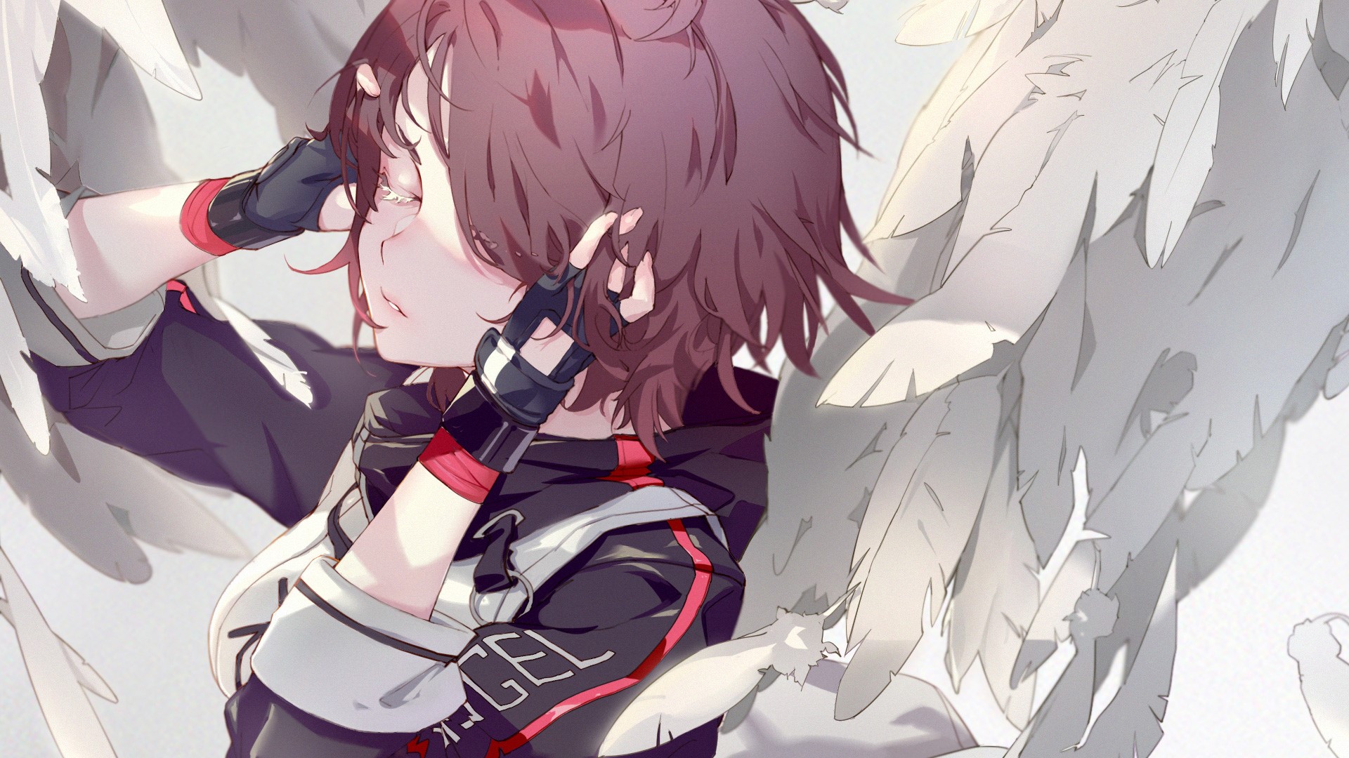 Exusiai from Arknights with white wings HD Wallpaper
