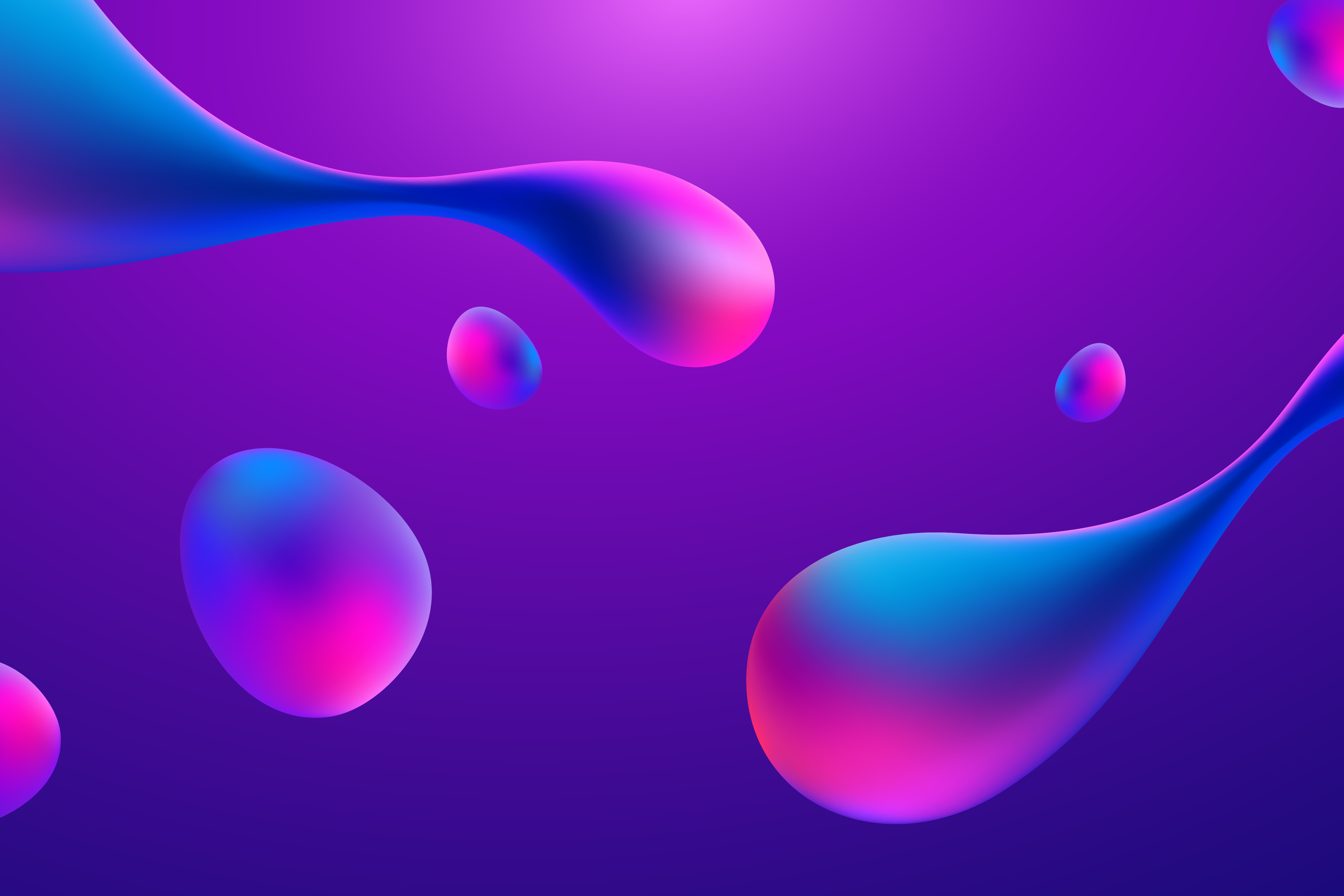 Abstract 4K blue and pink fluid shapes HD Wallpaper