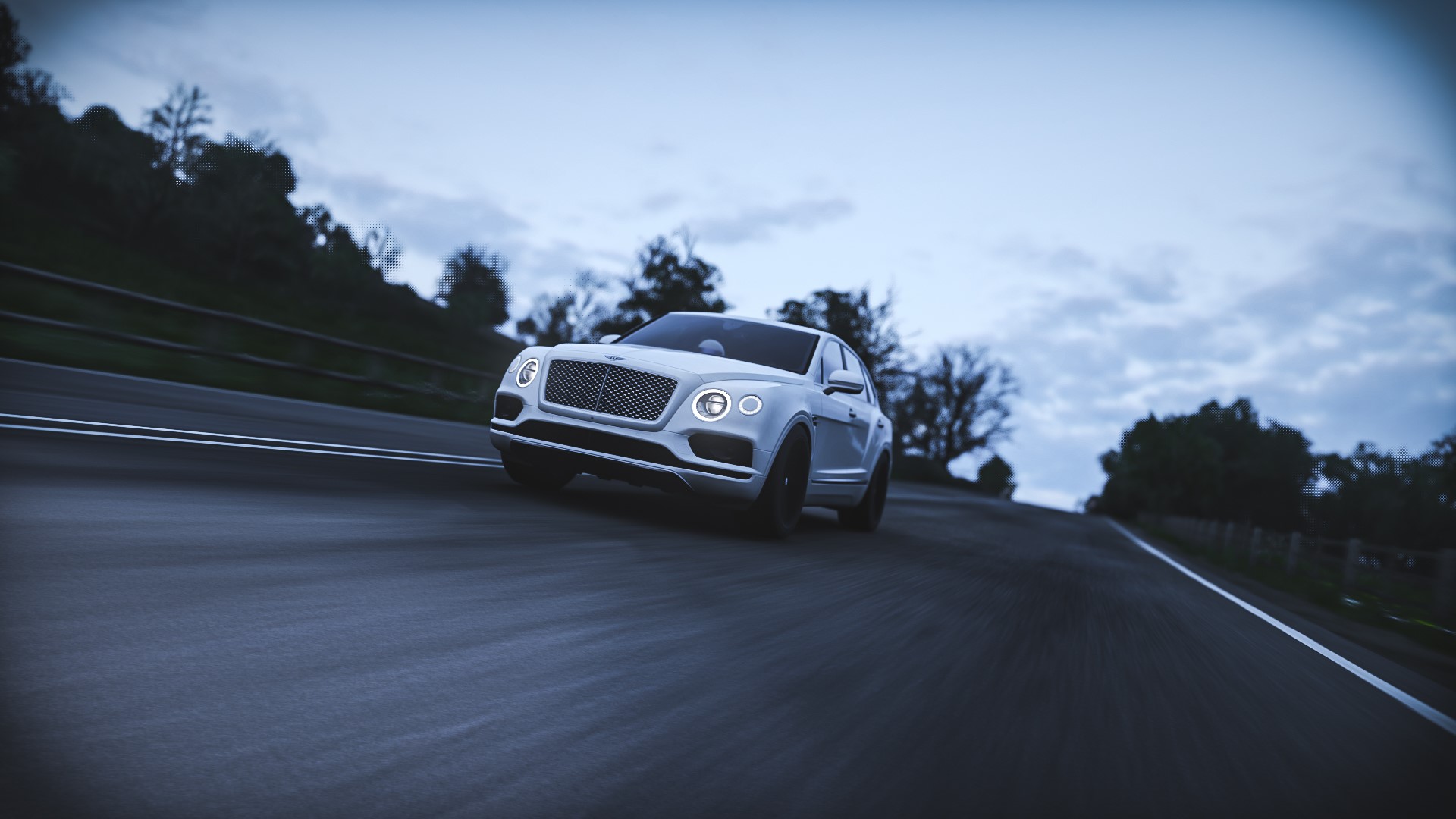 Bentley Bentayga driving on a road in Forza Horizon 4 HD Wallpaper