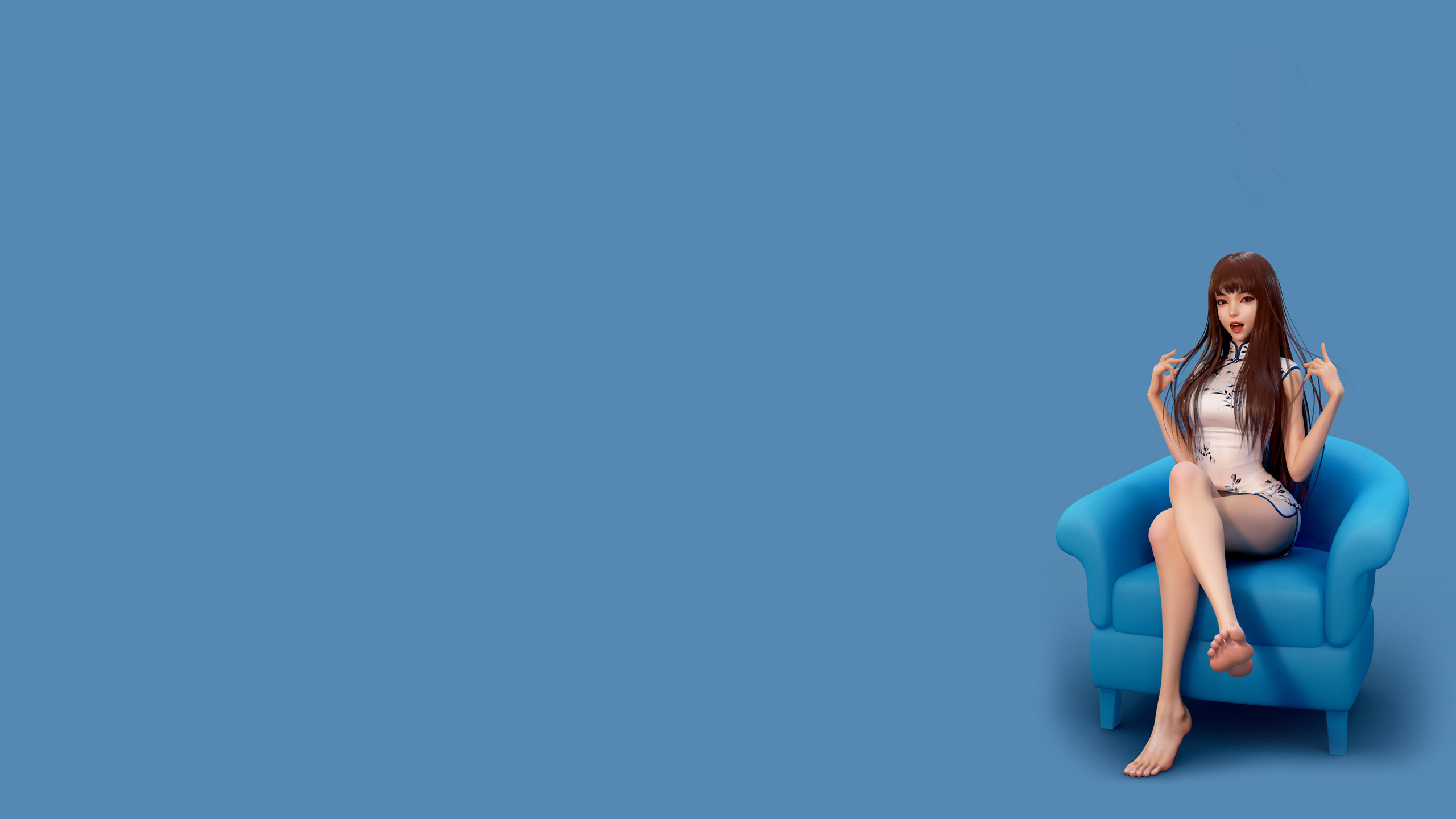 Woman in traditional dress sitting on a chair HD Wallpaper