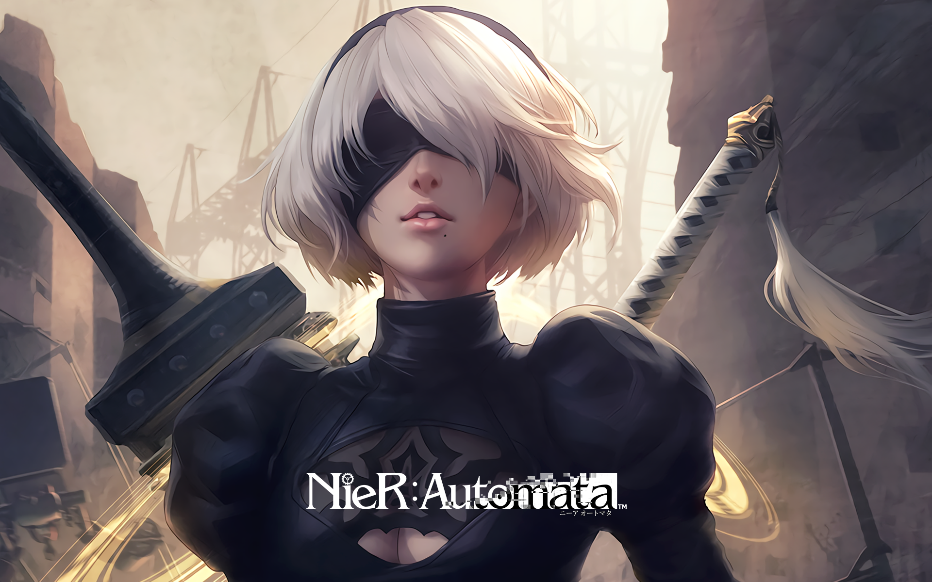 2B from NieR: Automata with swords HD Wallpaper