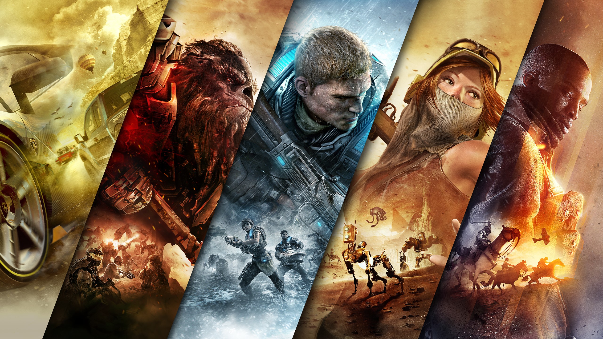 Collage of characters from video games: Halo, Gears of War, Battlefield 1, ReCore HD Wallpaper