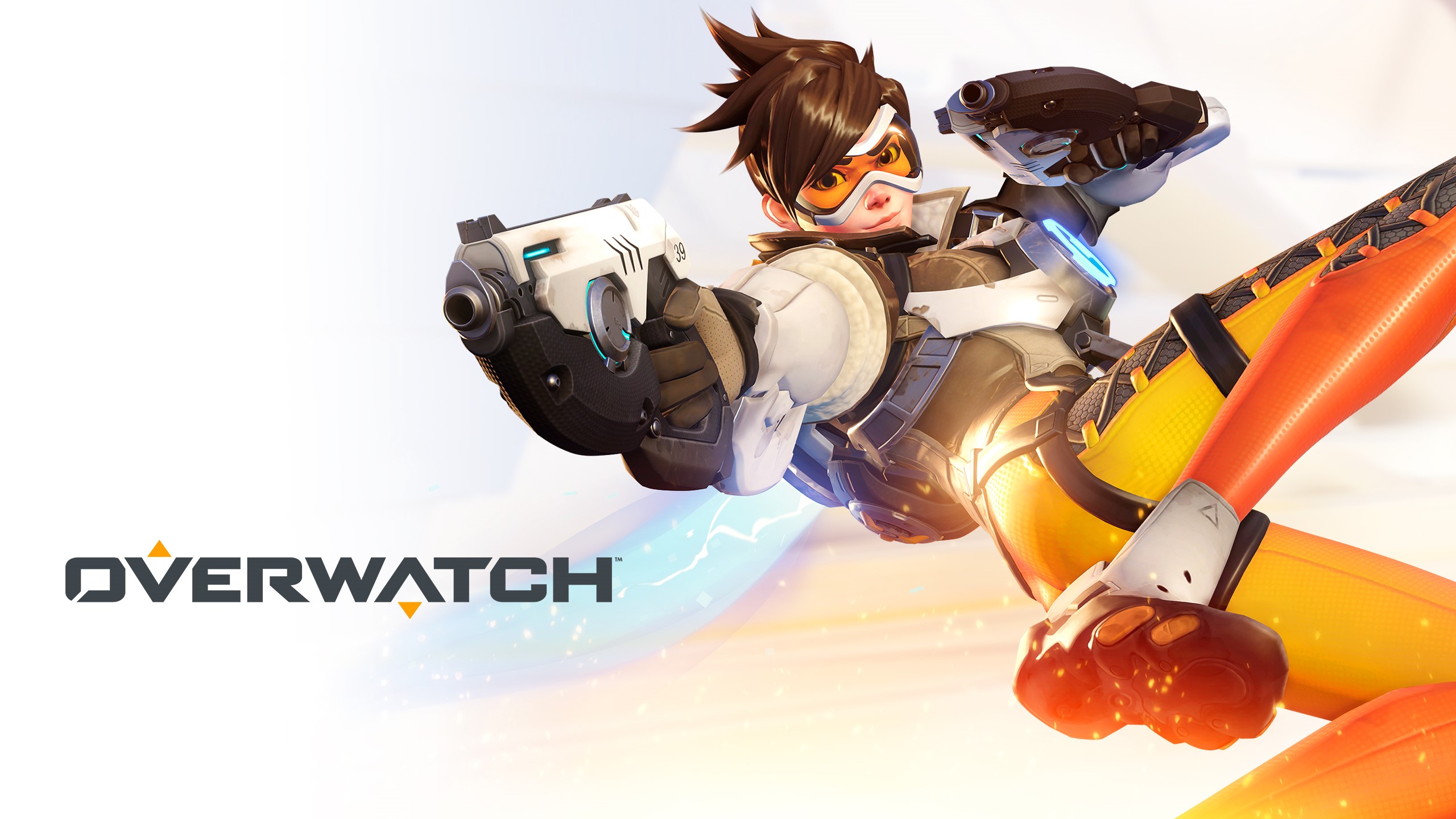Tracer from Overwatch with dual pistols HD Wallpaper