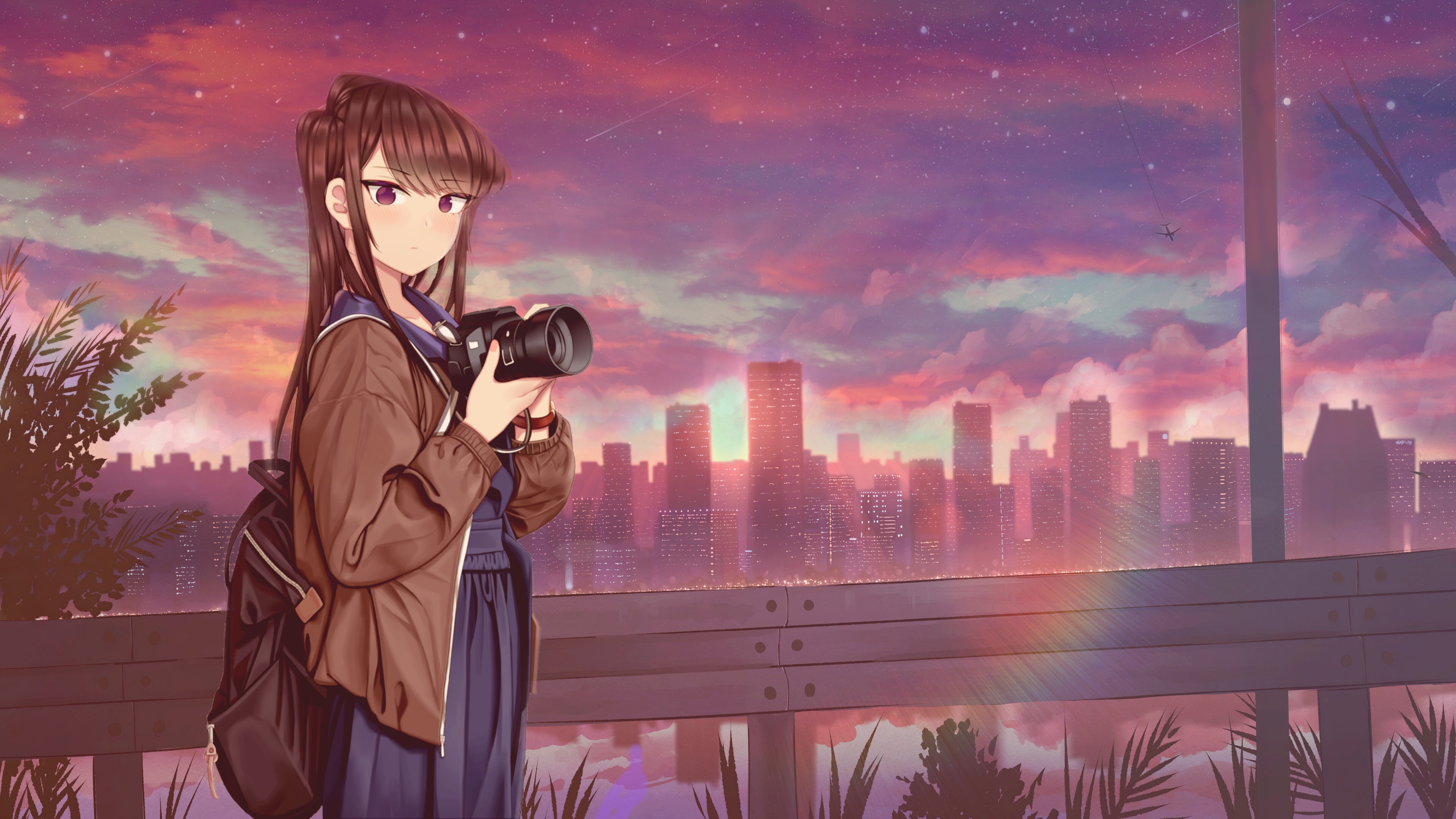 Komi from Komi Can't Communicate with Camera at Sunset Cityscape HD Wallpaper