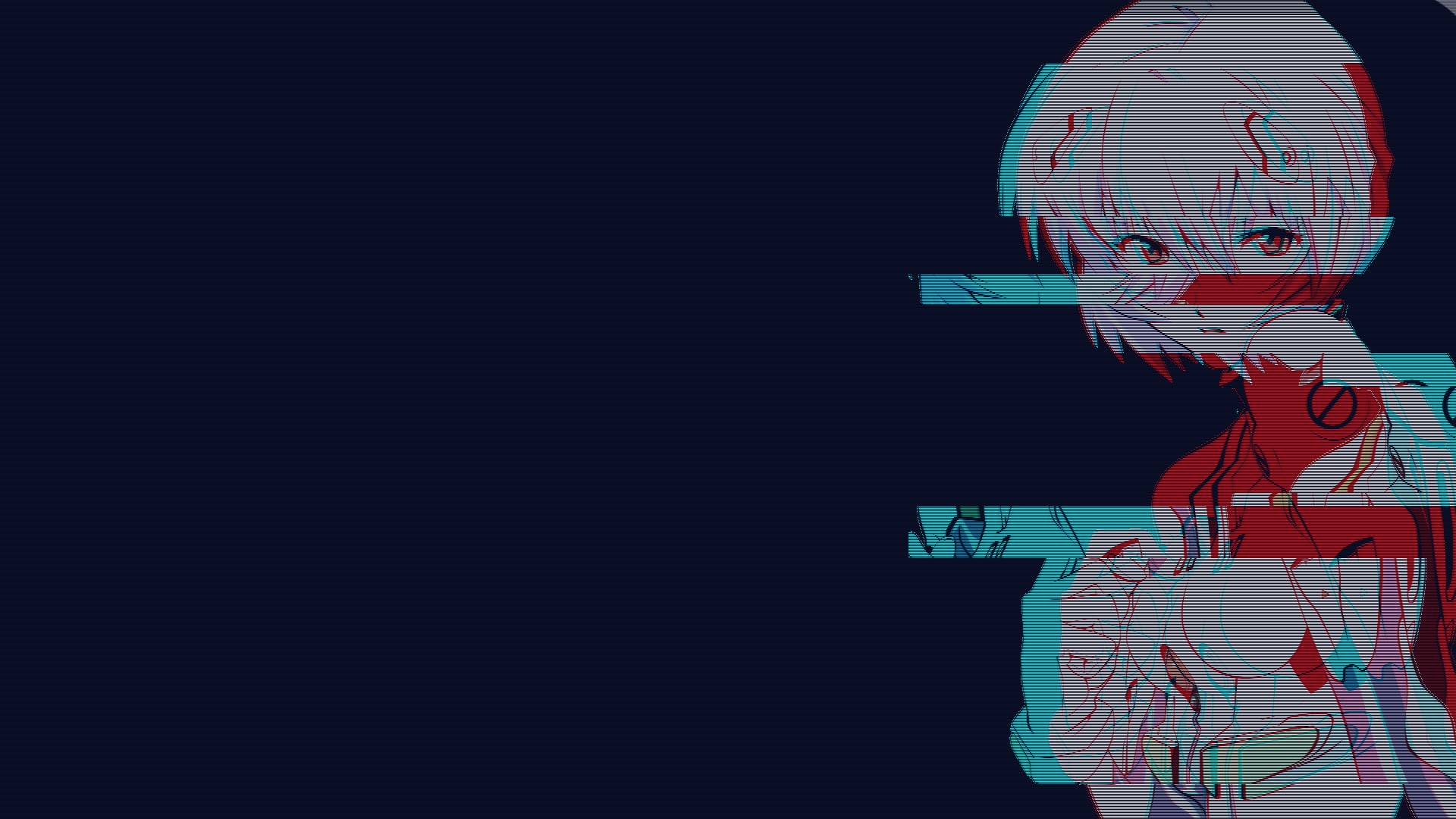 Rei Ayanami from Neon Genesis Evangelion with Glitch Art Effect HD Wallpaper