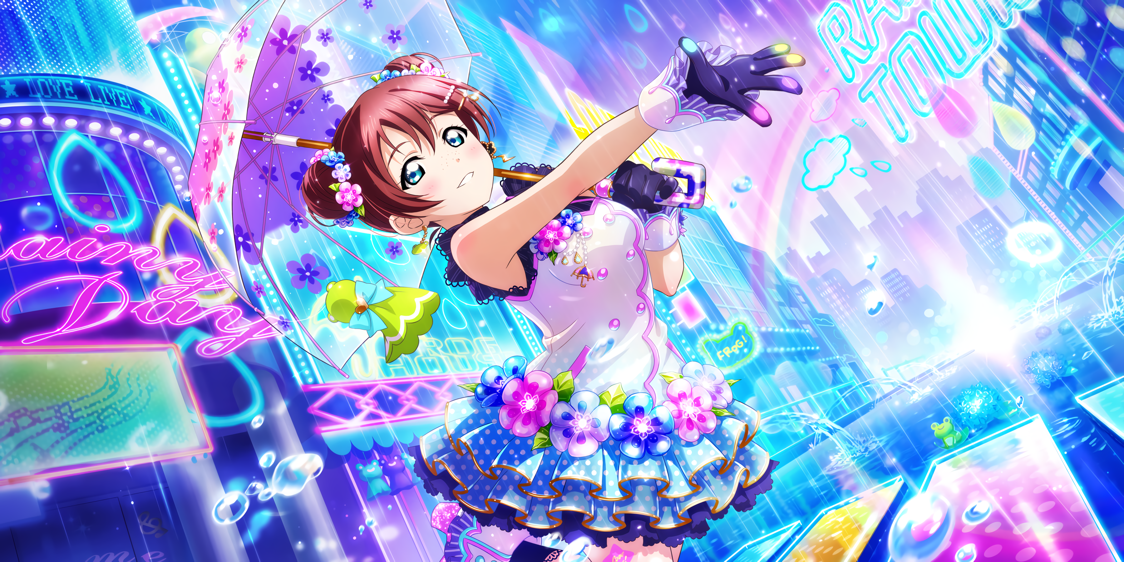 Emma Verde from Love Live! Sunshine!! with umbrella HD Wallpaper