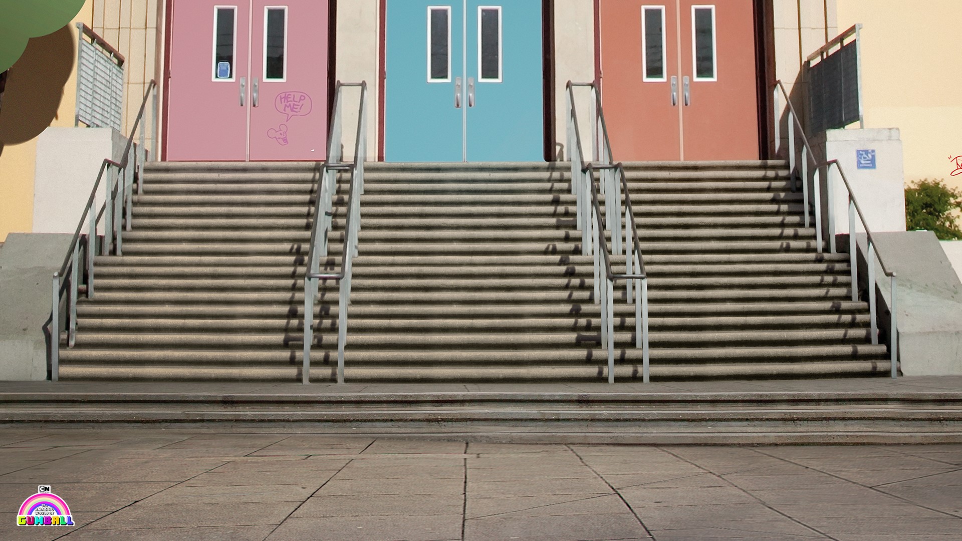 The Amazing World of Gumball stairs and doors HD Wallpaper
