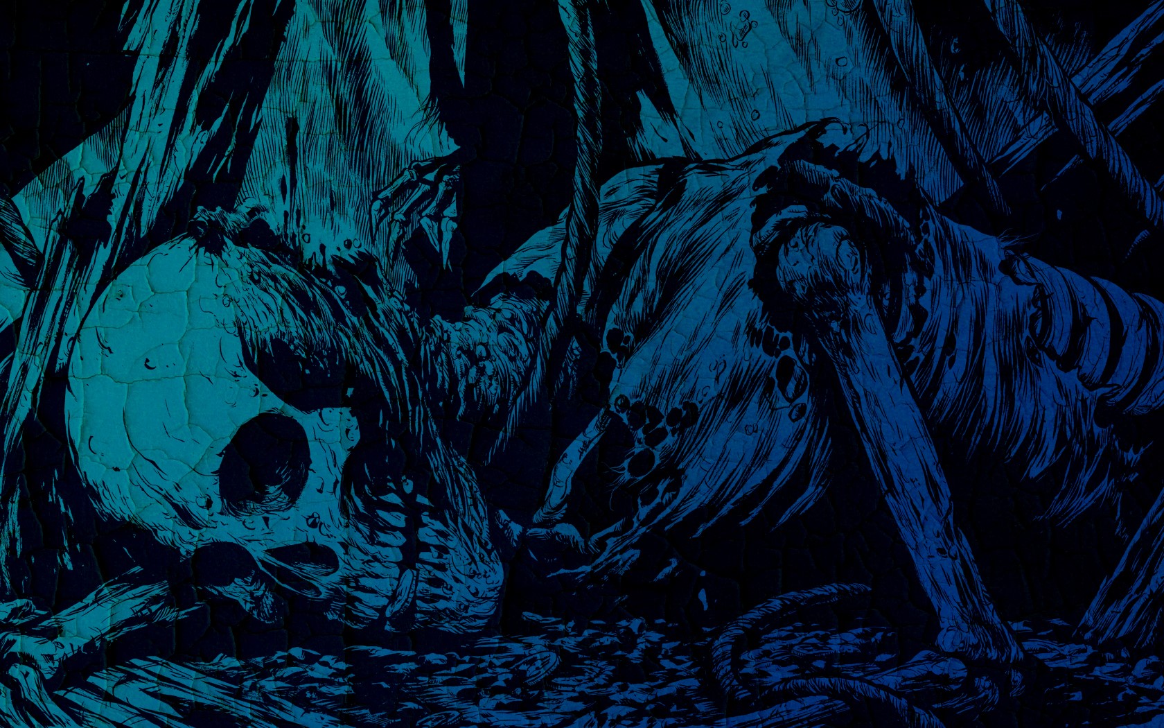 Artwork of a skeleton with a skull HD Wallpaper