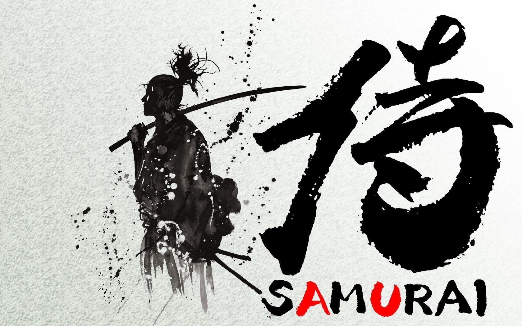 Samurai warrior with katana and Japanese calligraphy HD Wallpaper