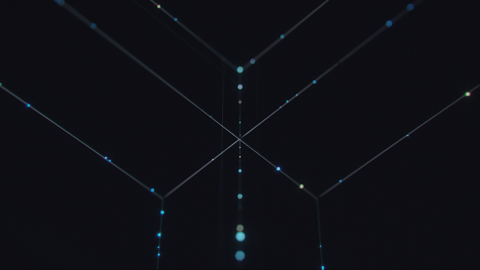 Abstract digital art with lines and glowing dots HD Wallpaper