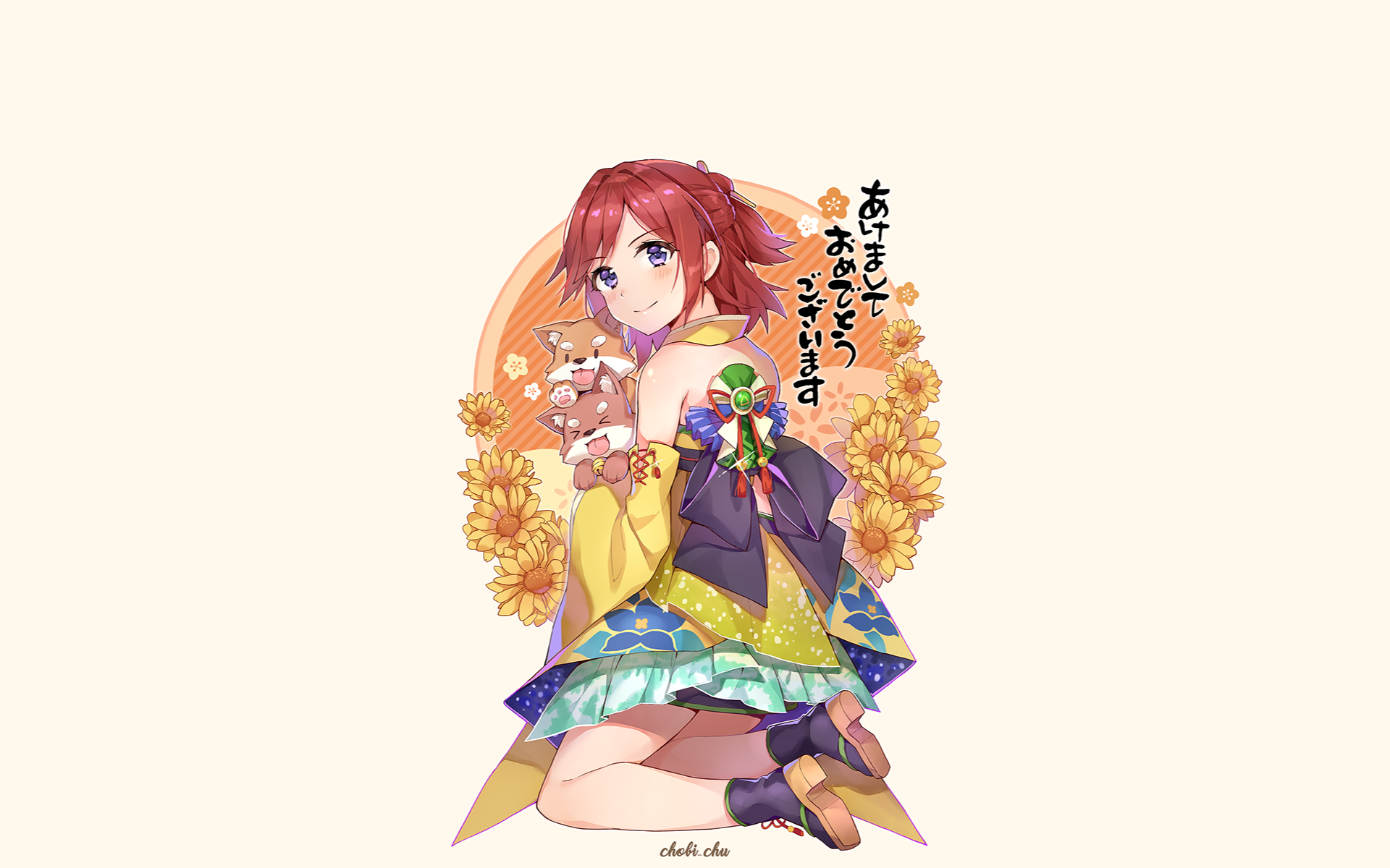 Kaname Buccaneer from Macross Delta with dogs and flowers HD Wallpaper