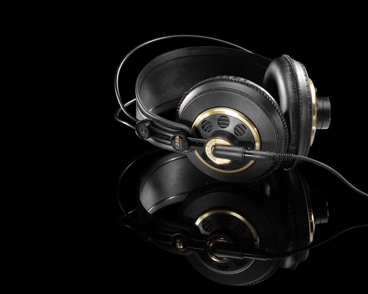 AKG K240 Studio Headphones on Black Background HD Wallpaper