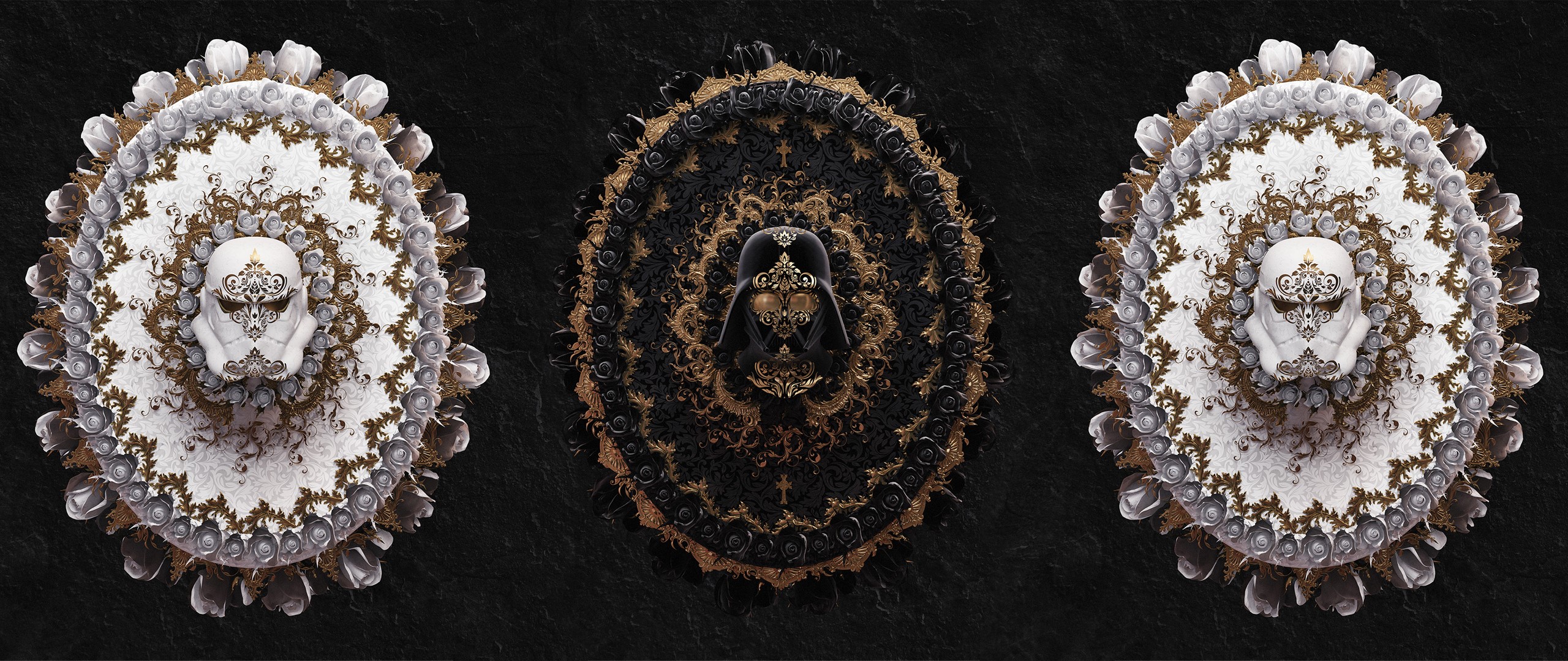 Stormtrooper and Darth Vader mandalas HD Wallpaper