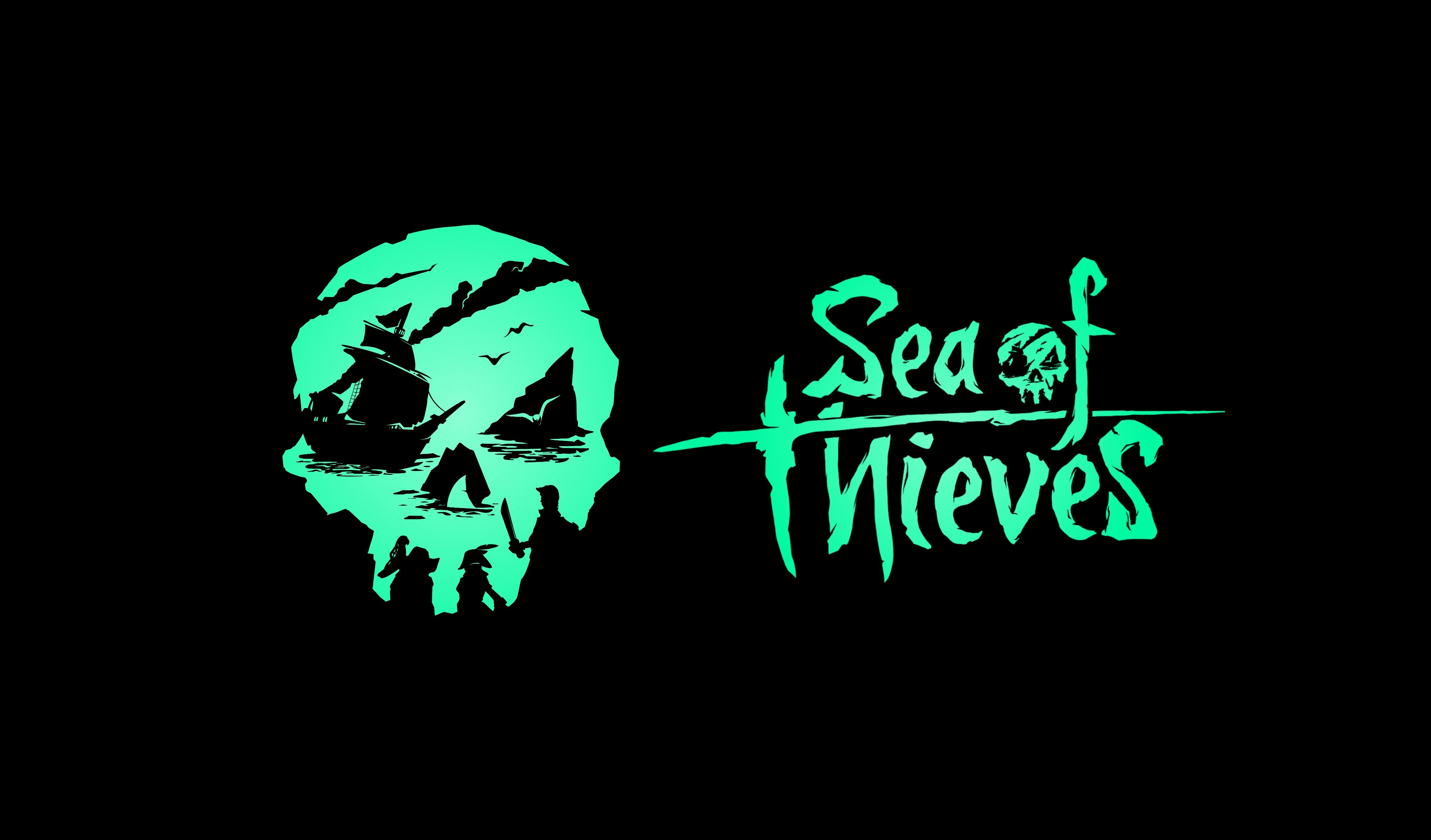 Sea of Thieves logo with skull and ship HD Wallpaper