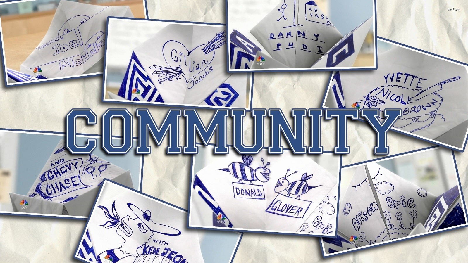 Community TV Series Title Card with Cast Names HD Wallpaper