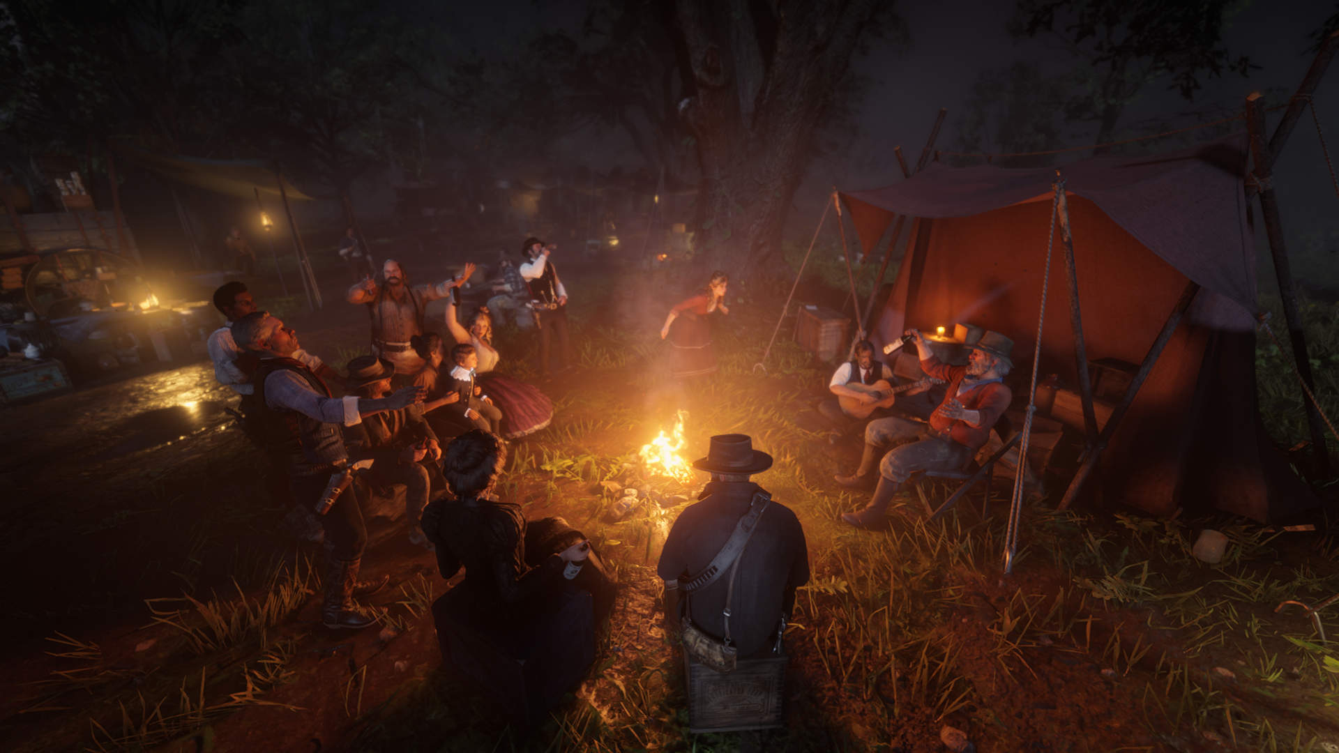 Red Dead Redemption 2 campfire scene HD Wallpaper