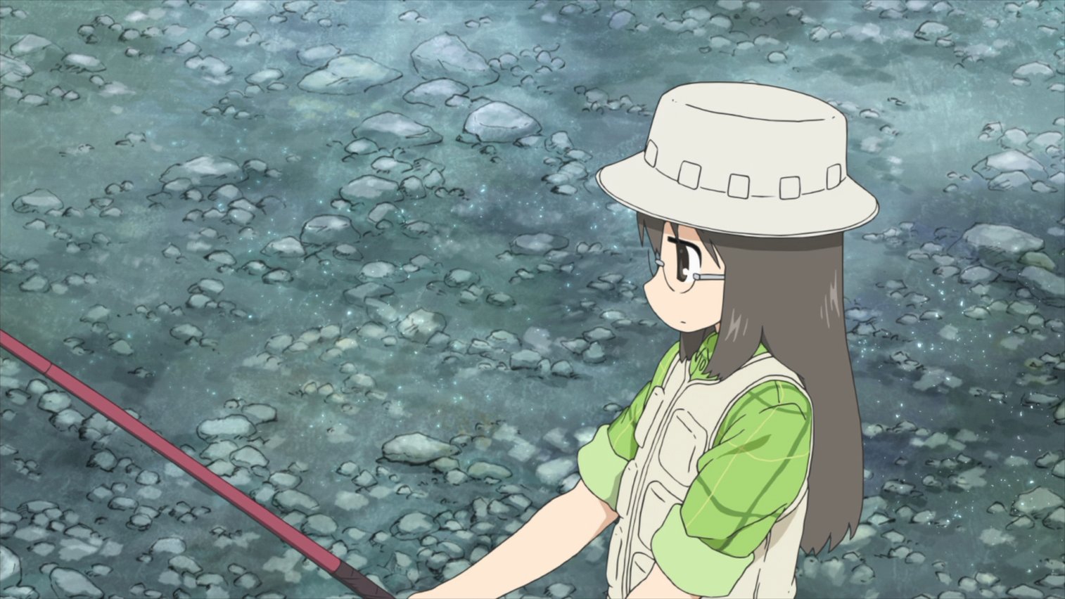 Anime girl with fishing rod in Nichijou HD Wallpaper