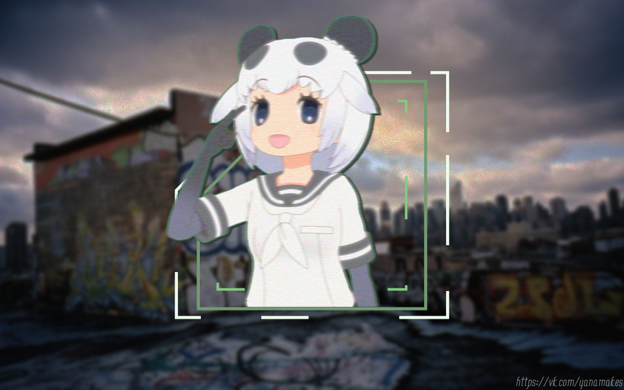 Anime girl with panda ears in a sailor uniform HD Wallpaper