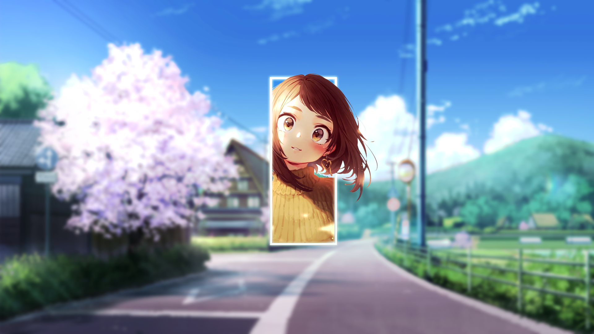 Ochako Uraraka from Boku no Hero Academia peeking from a frame HD Wallpaper