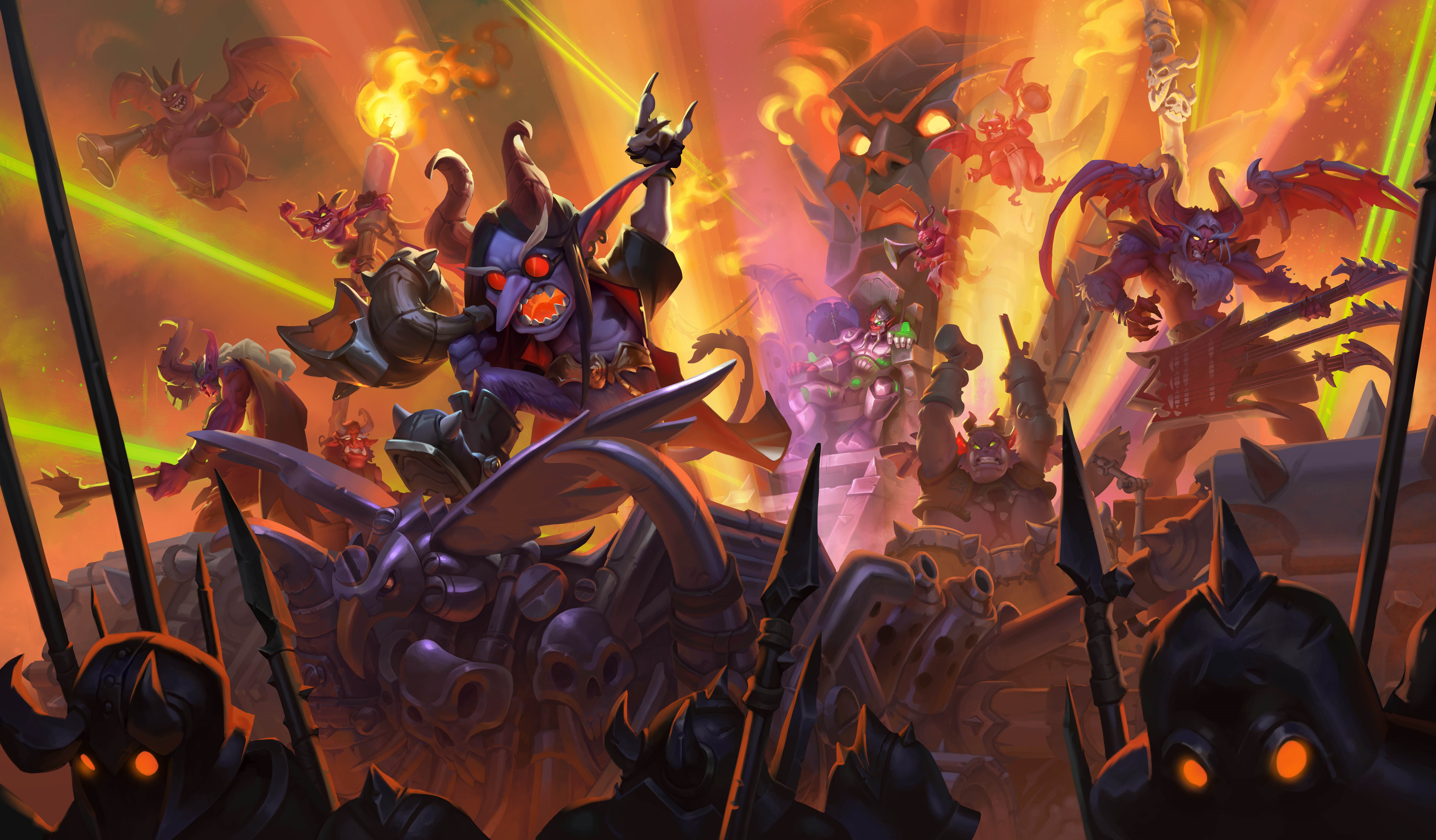 Hearthstone Felfire Festival with demons and goblins HD Wallpaper