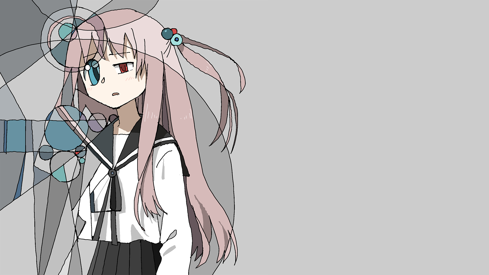 Anime girl in school uniform with abstract background HD Wallpaper