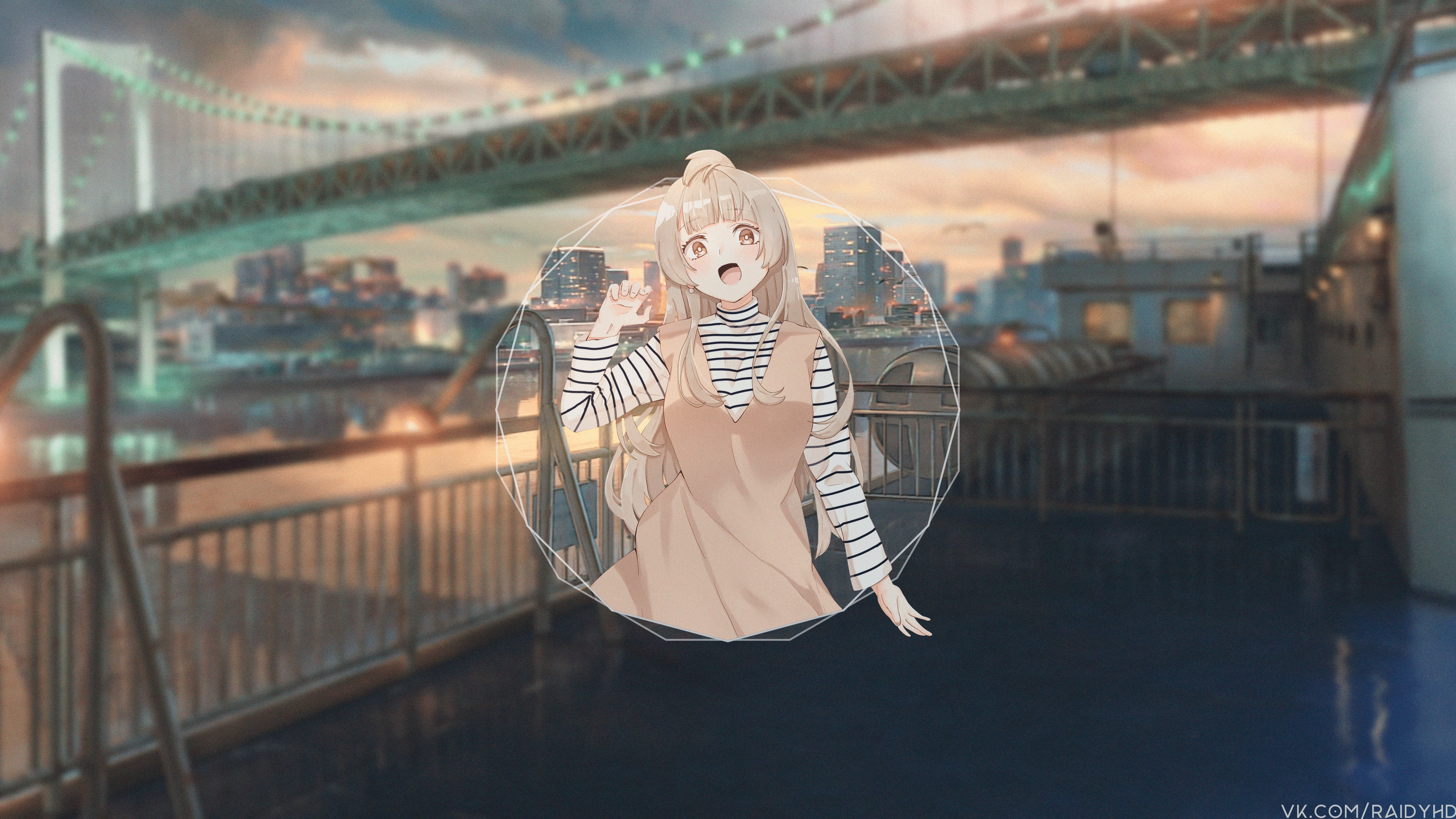 4K Anime Girl in Picture-in-Picture HD Wallpaper