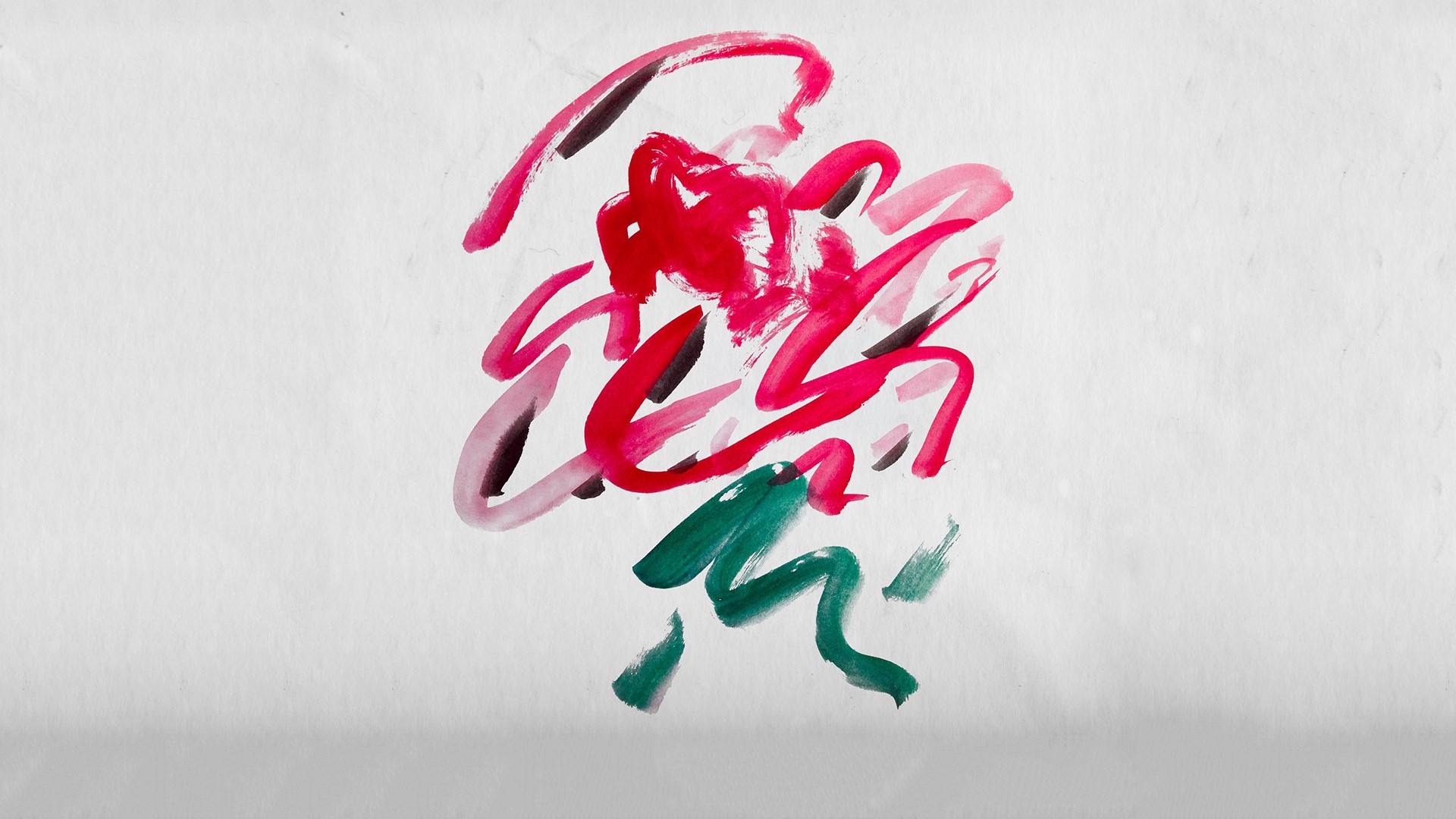 Abstract painting with red and green brushstrokes HD Wallpaper