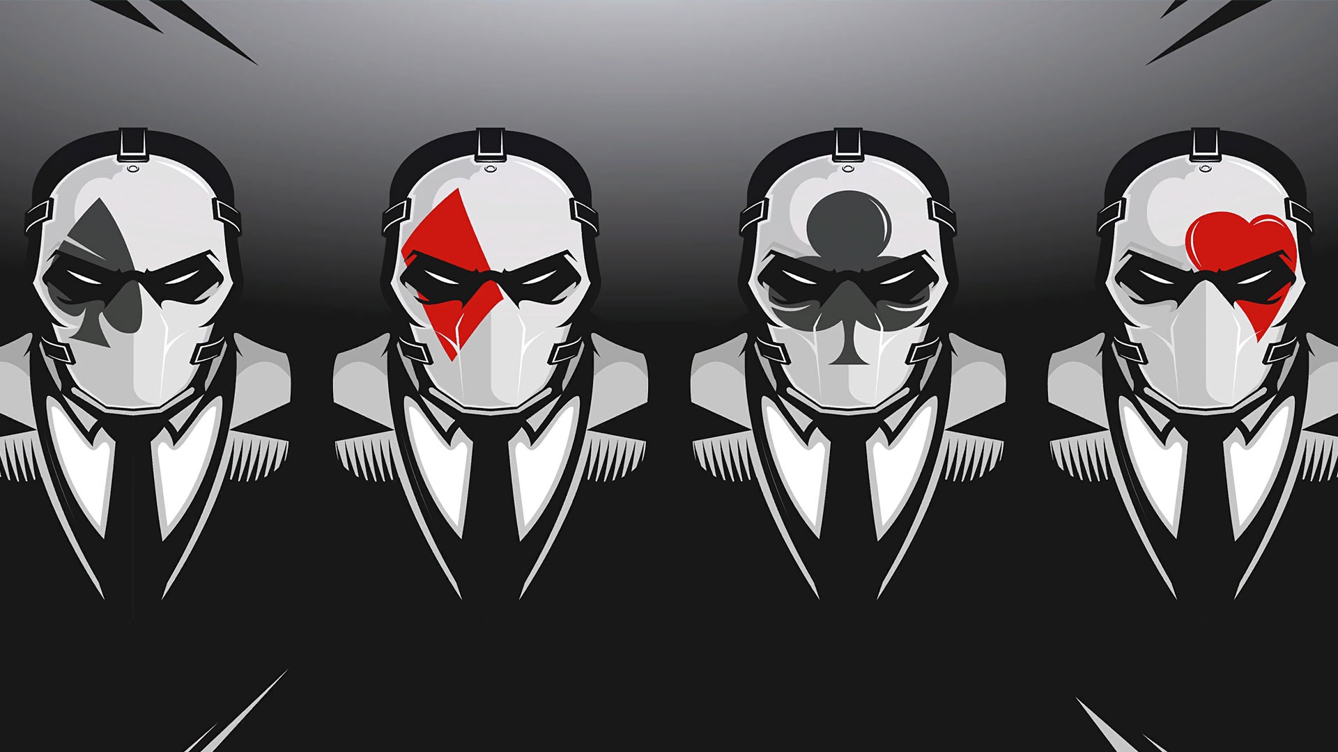 Four masked figures with card suits from Fortnite HD Wallpaper