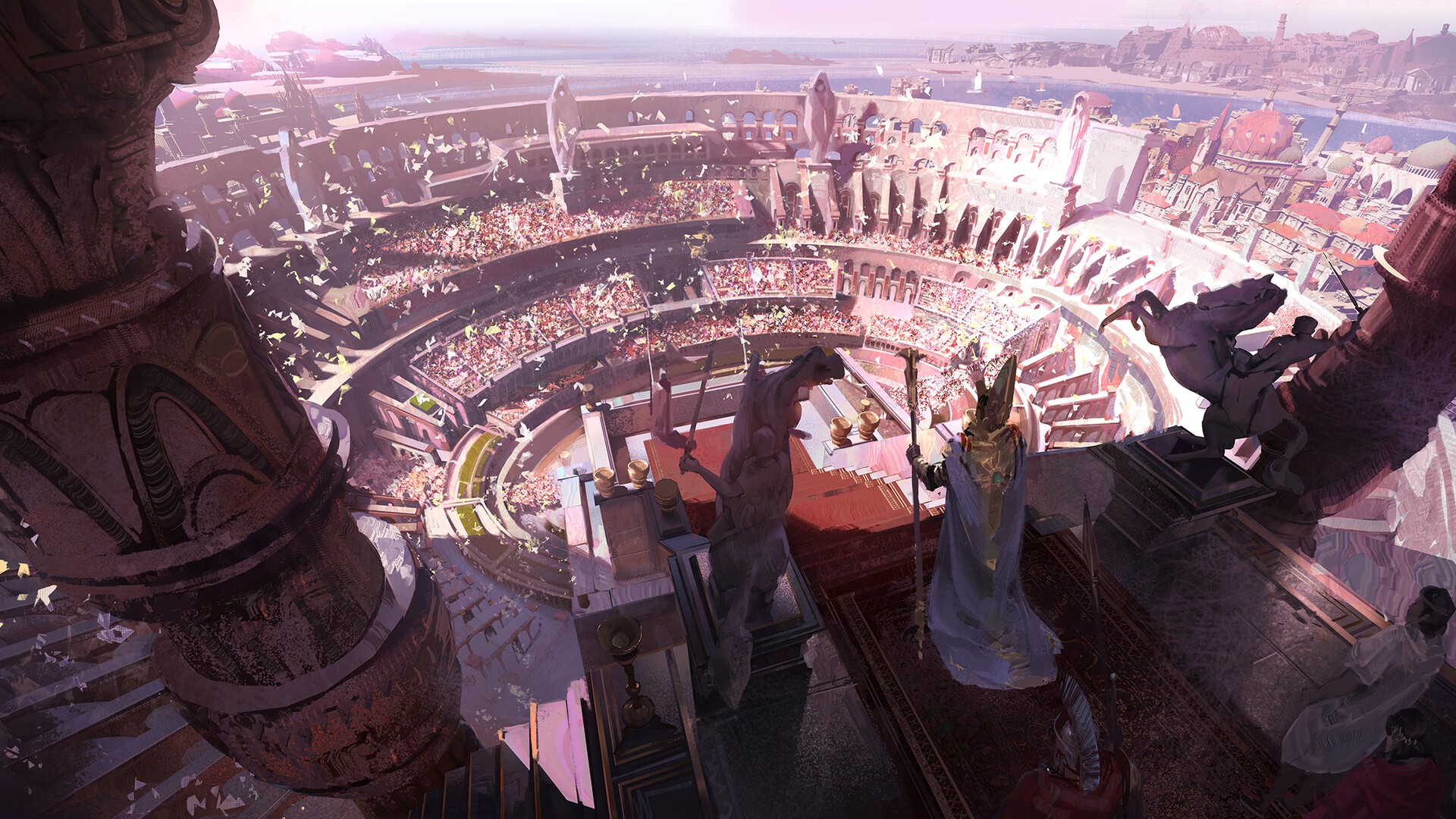Fantasy Colosseum with Royal Guards HD Wallpaper