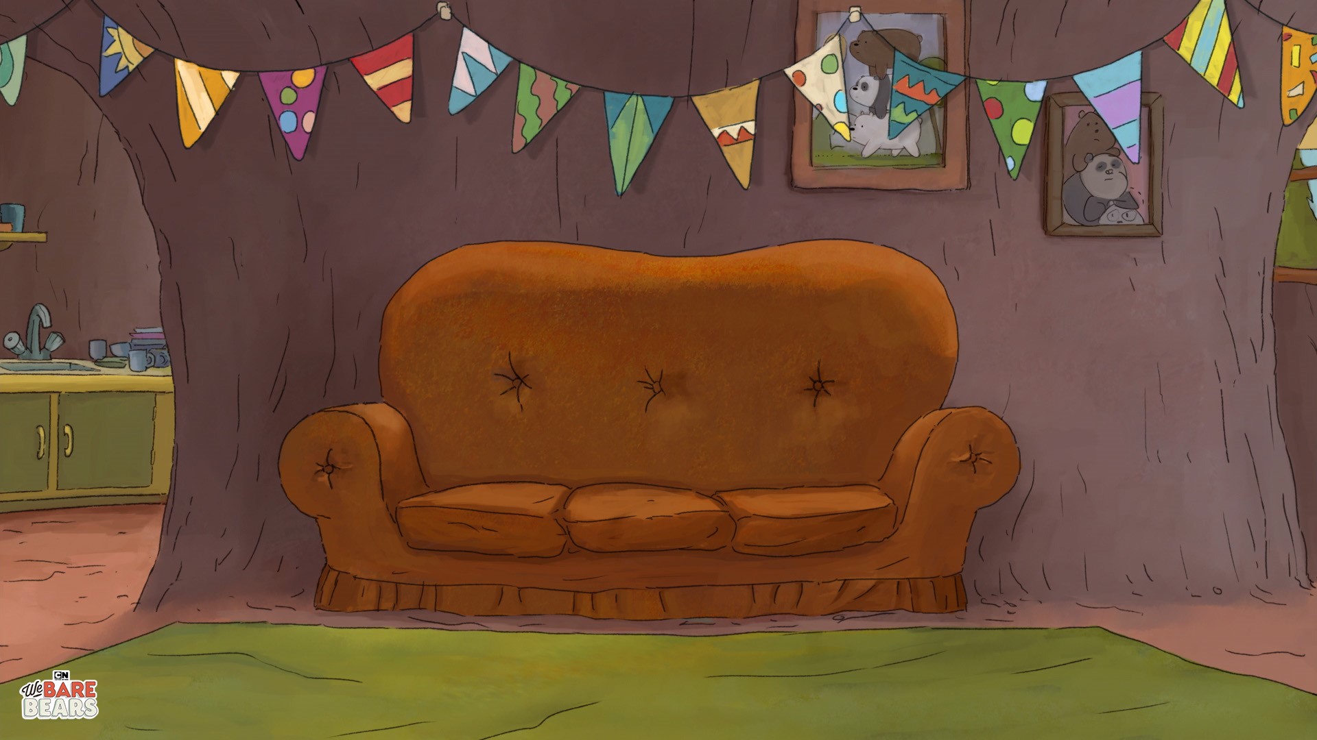 We Bare Bears couch in a tree house HD Wallpaper