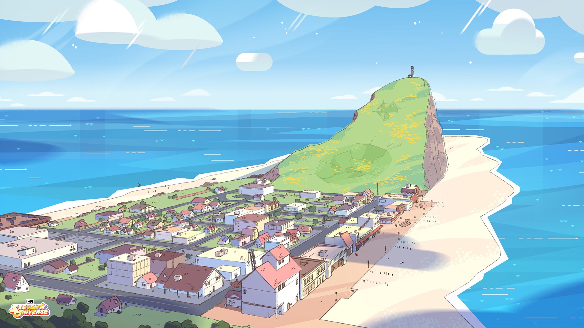 Steven Universe Beach City landscape HD Wallpaper