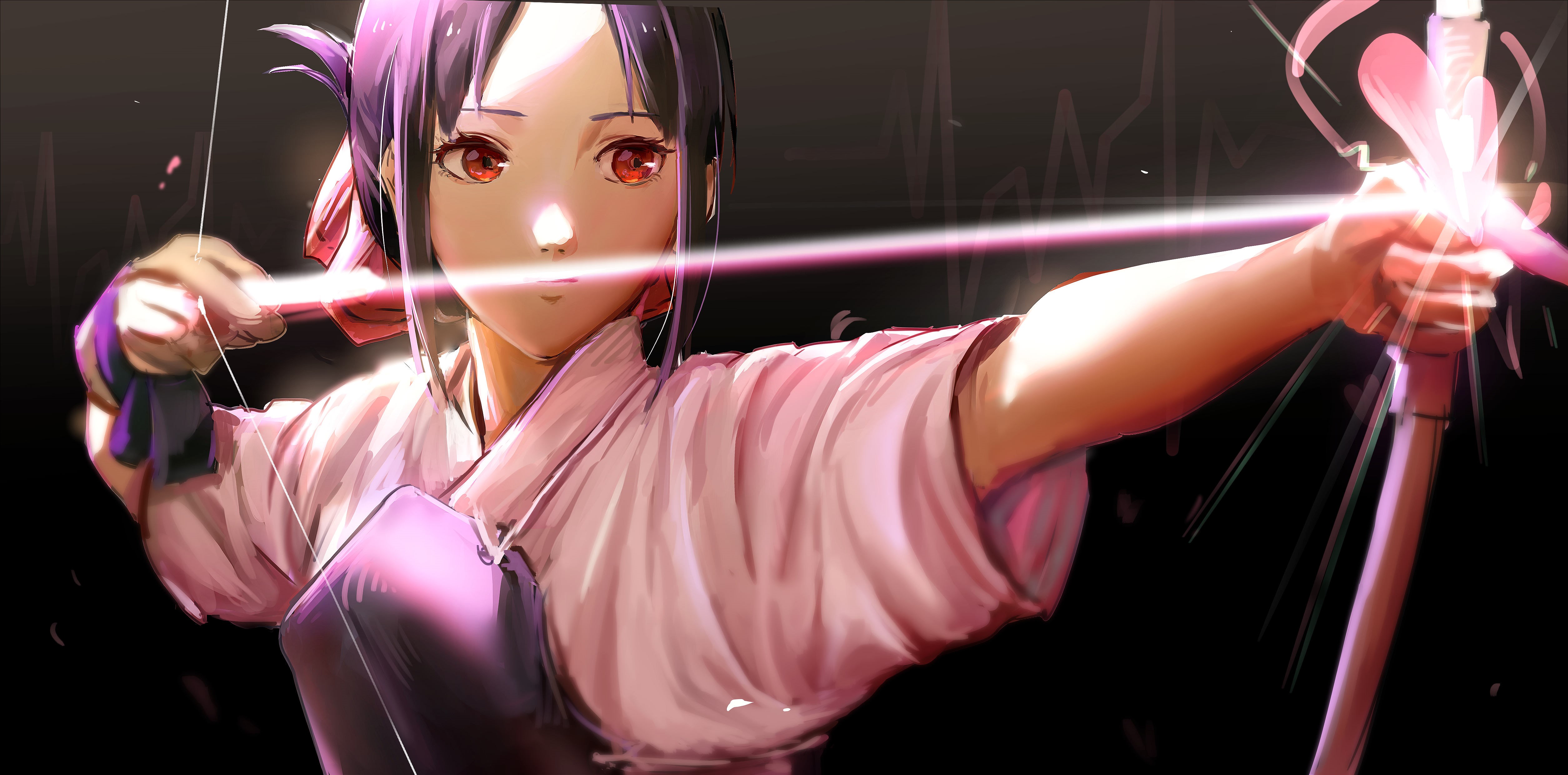 Kaguya Shinomiya from Kaguya-Sama: Love is War with a bow HD Wallpaper