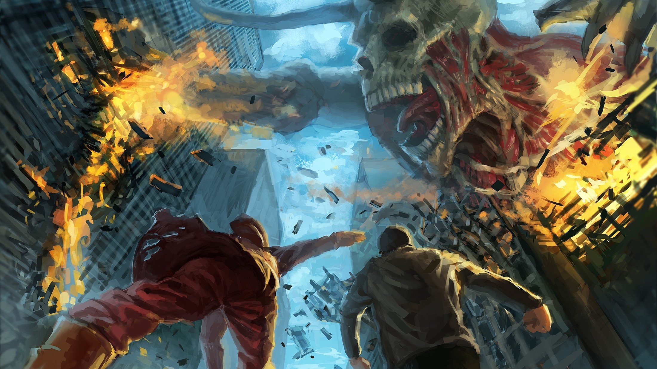 Attack on Titan: Giant Monster Attacks City HD Wallpaper