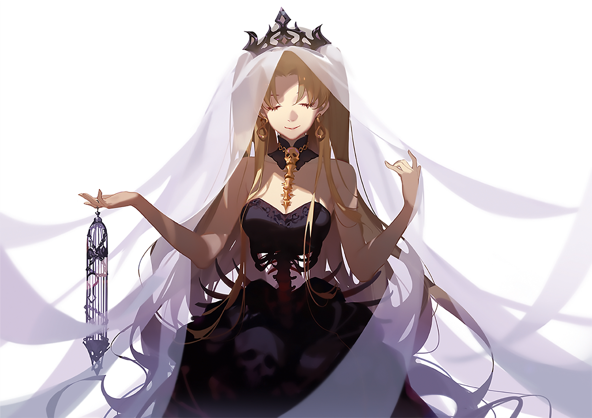 Anime girl with crown and veil HD Wallpaper