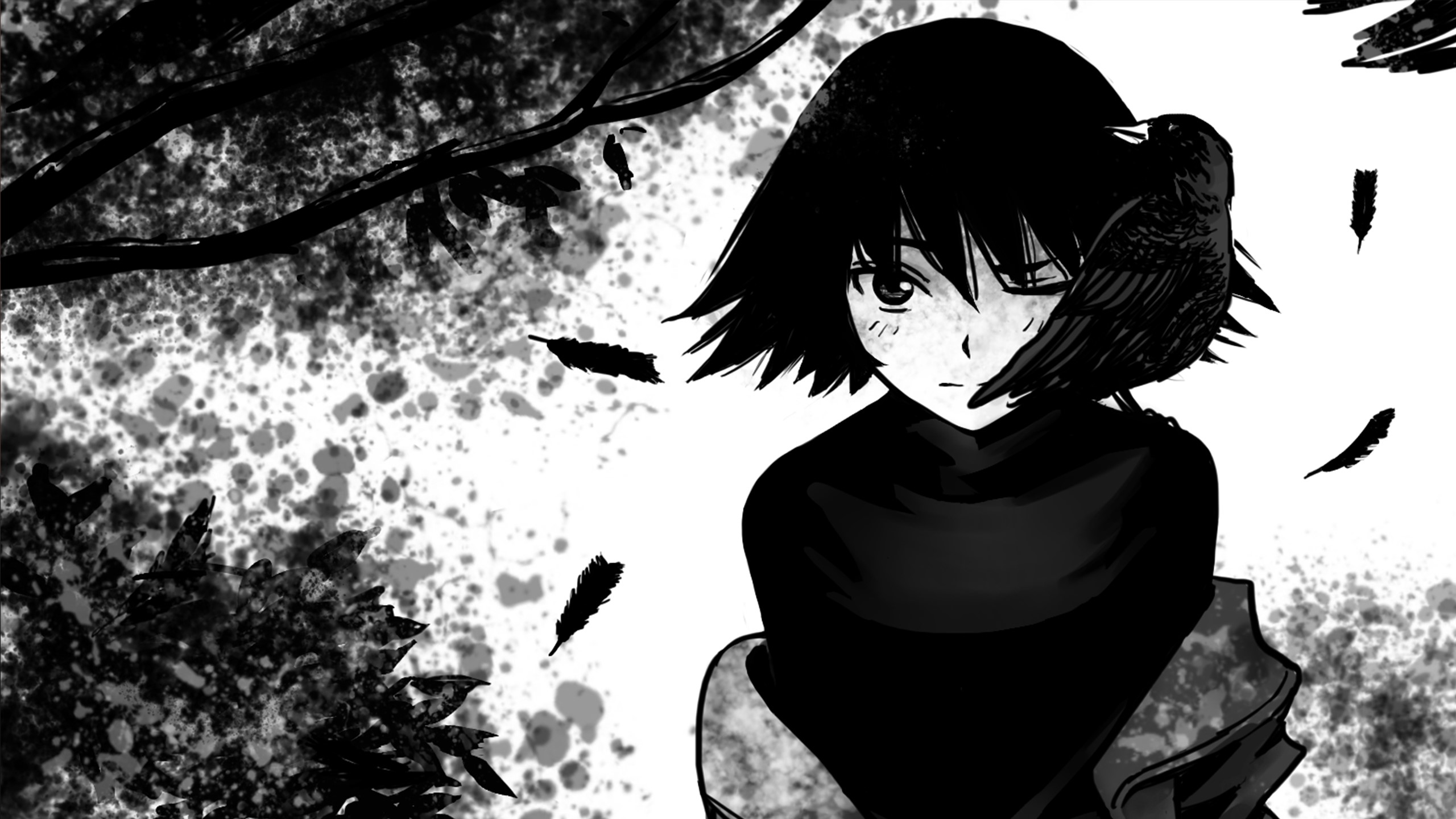 Haru Nonaka from Yesterday wo Utatte with a crow HD Wallpaper