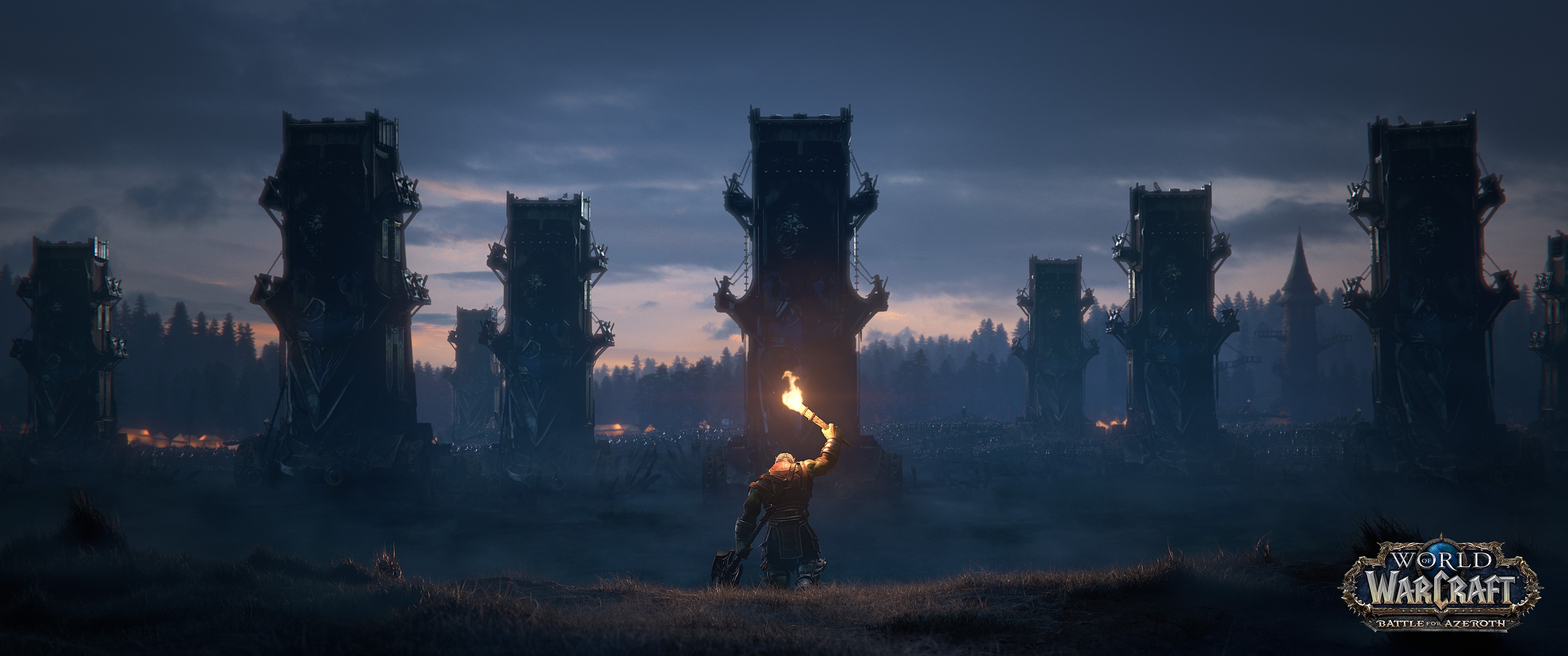 World of Warcraft: Battle for Azeroth towers and torchbearer HD Wallpaper