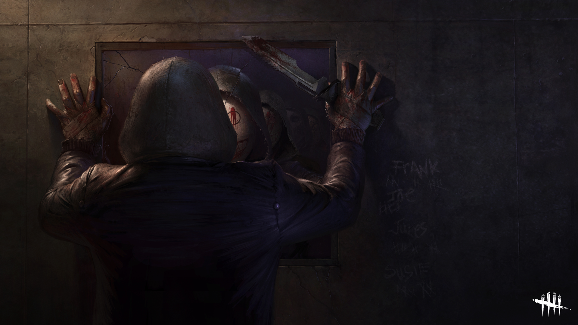The Legion from Dead by Daylight peering through a broken window HD Wallpaper