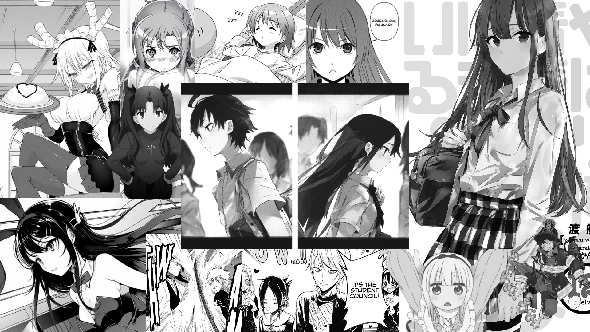 Manga collage with anime girls and characters HD Wallpaper