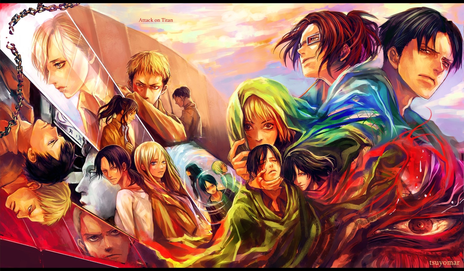 Attack on Titan characters collage HD Wallpaper