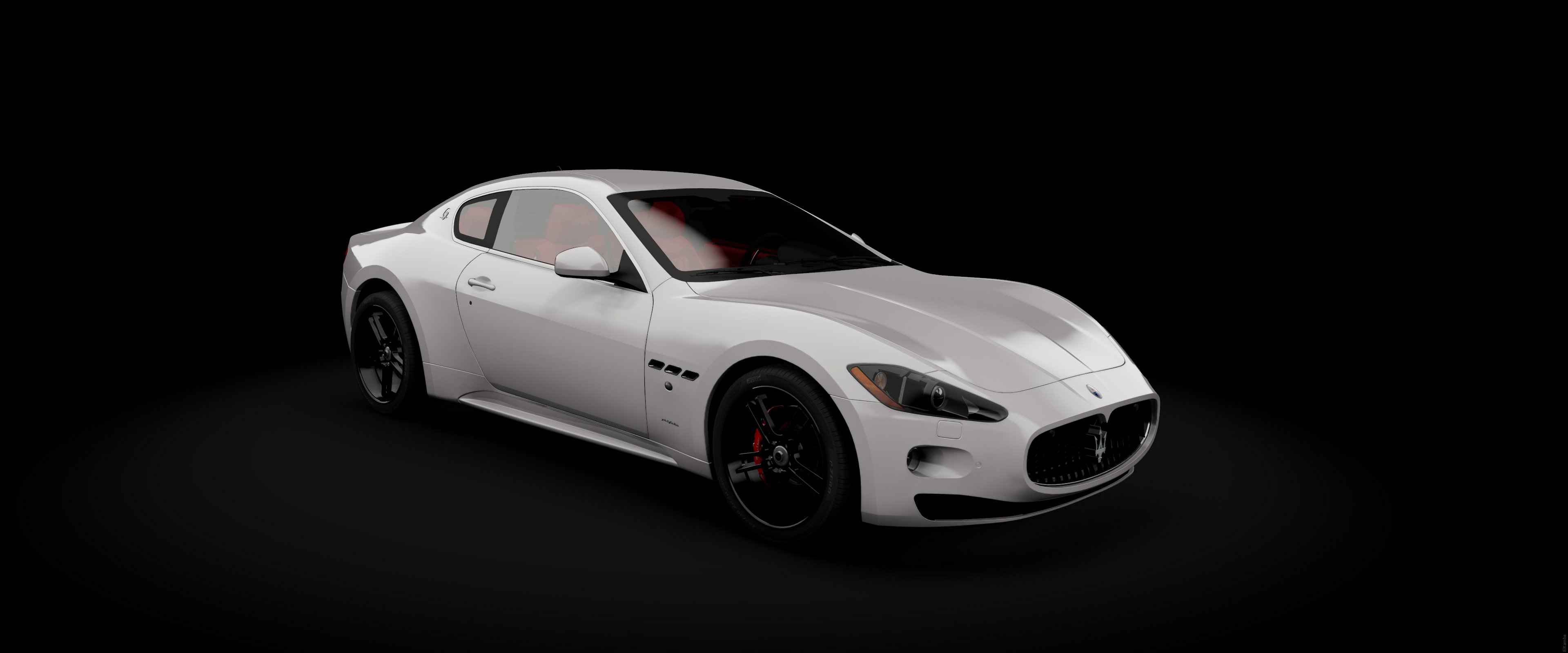 White Maserati GranTurismo on a black background HD Wallpaper