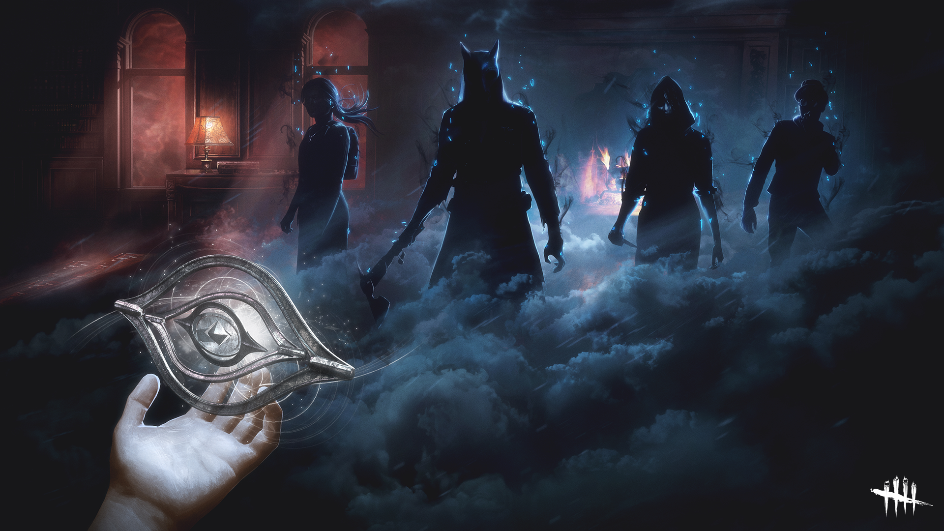 Dead by Daylight characters in a dark, foggy environment HD Wallpaper