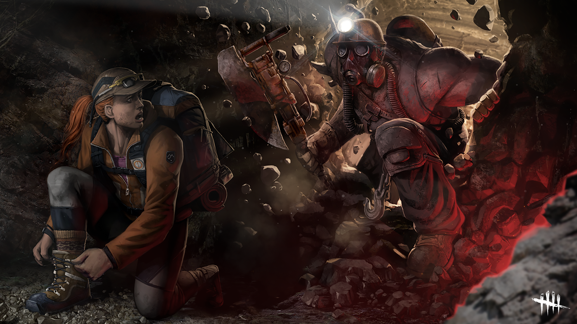 Survivor and Killer in a mine in Dead by Daylight HD Wallpaper