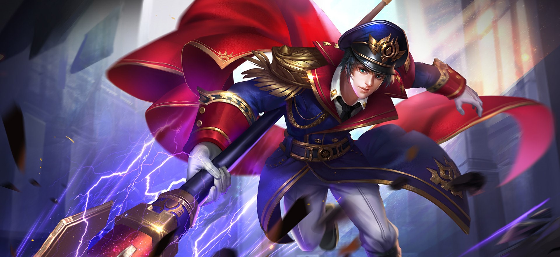 Anime character in military uniform with a cape and spear HD Wallpaper