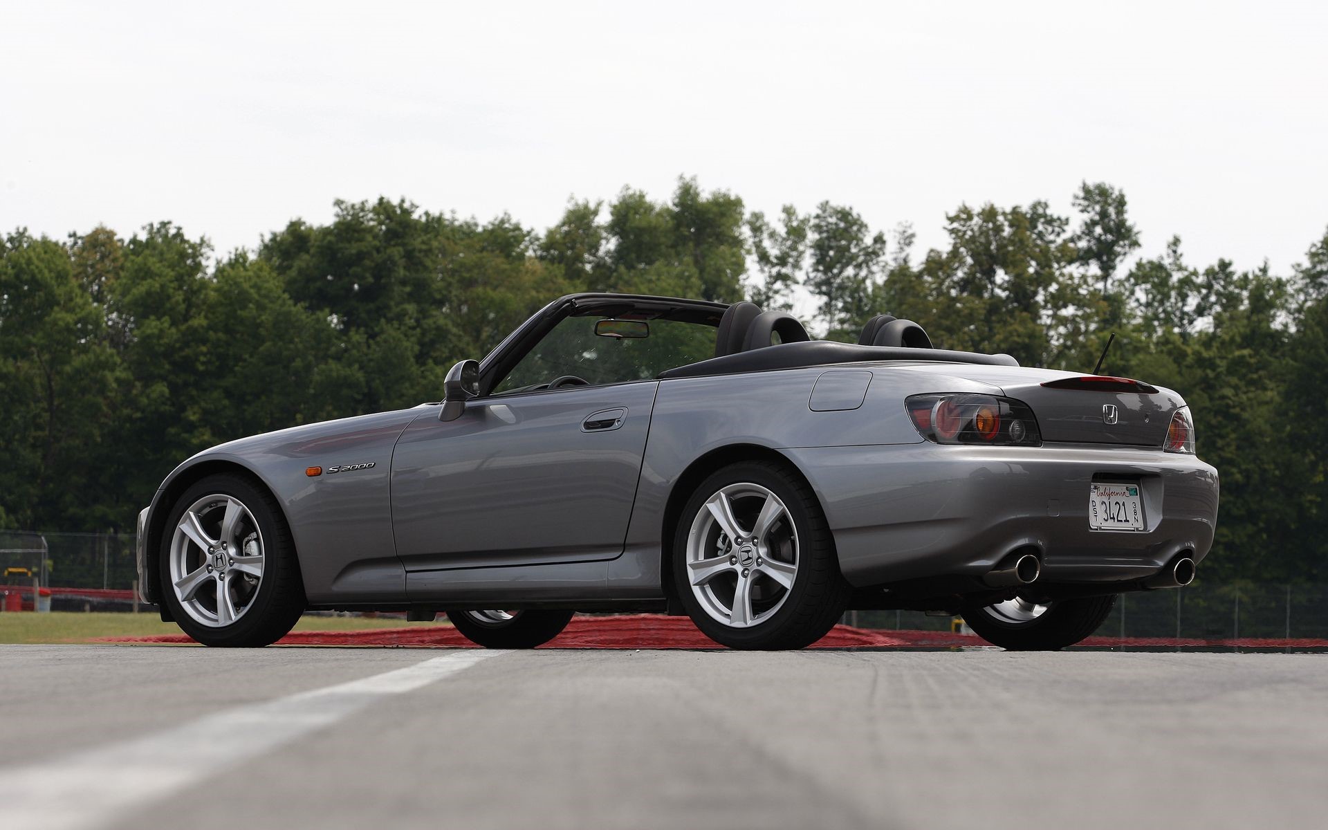 Silver Honda S2000 Convertible on a Track HD Wallpaper