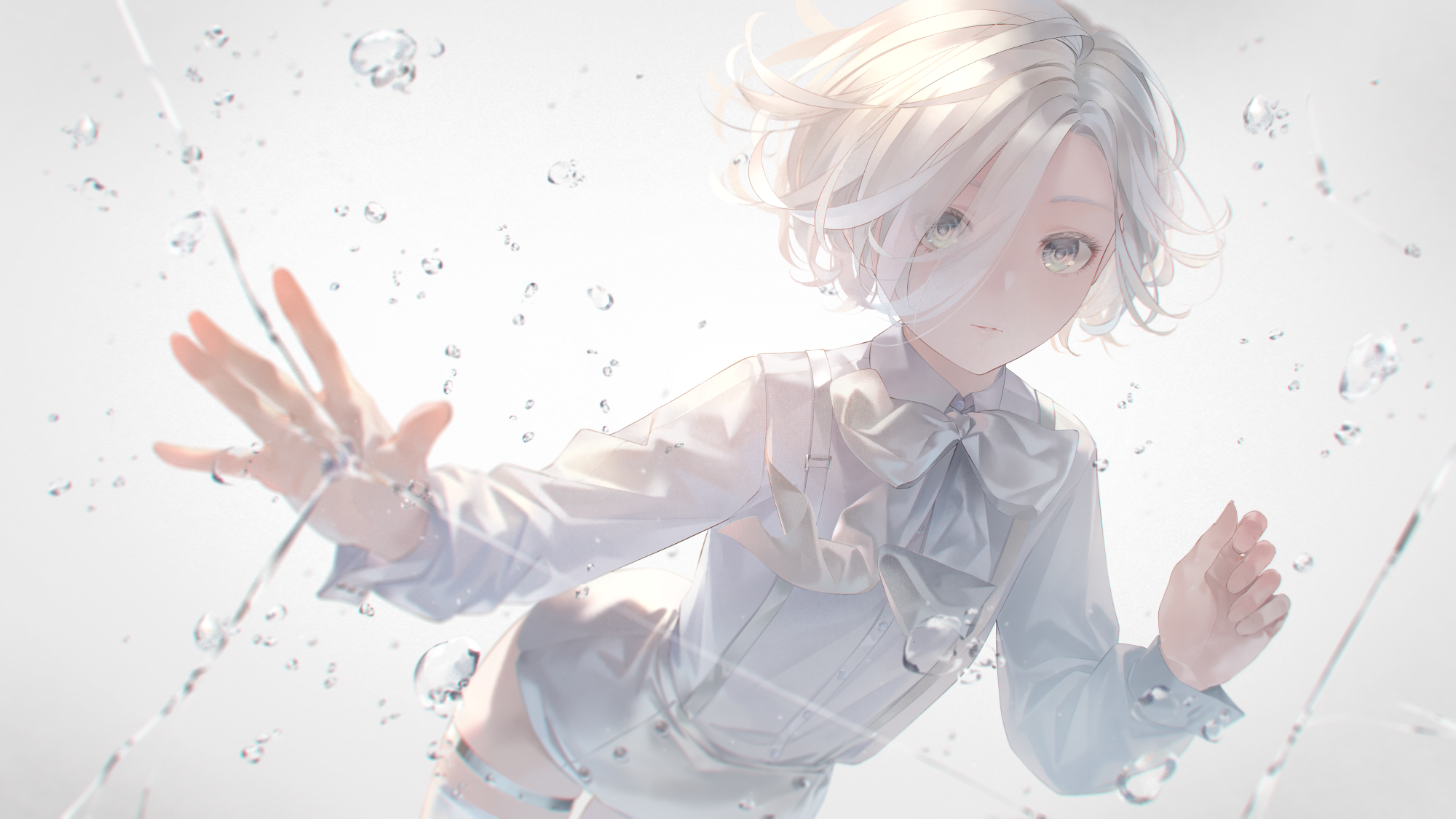 Sousou Anime Girl with White Hair and Eyes HD Wallpaper
