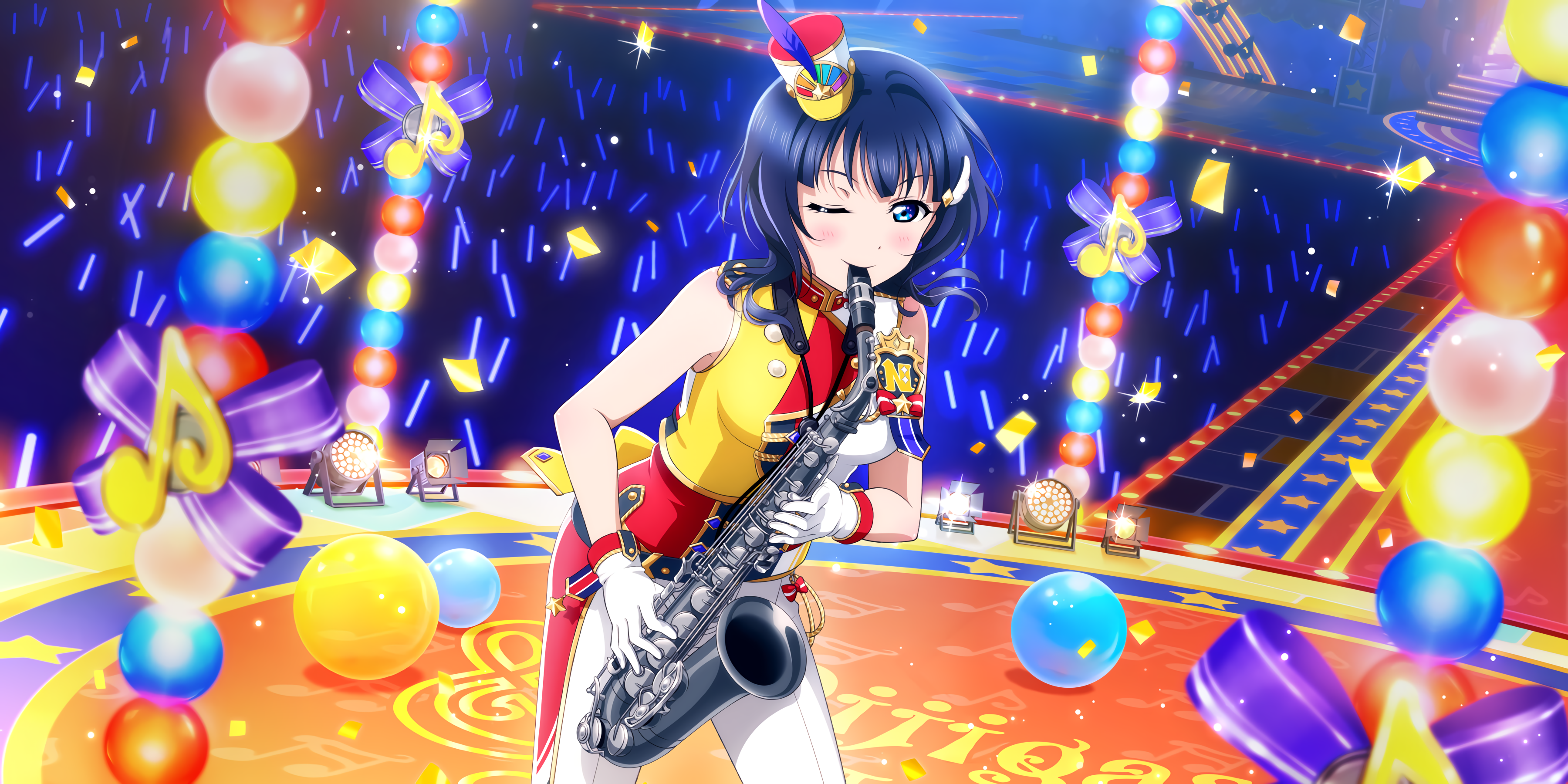 Karin Asaka from Love Live! Sunshine playing saxophone HD Wallpaper