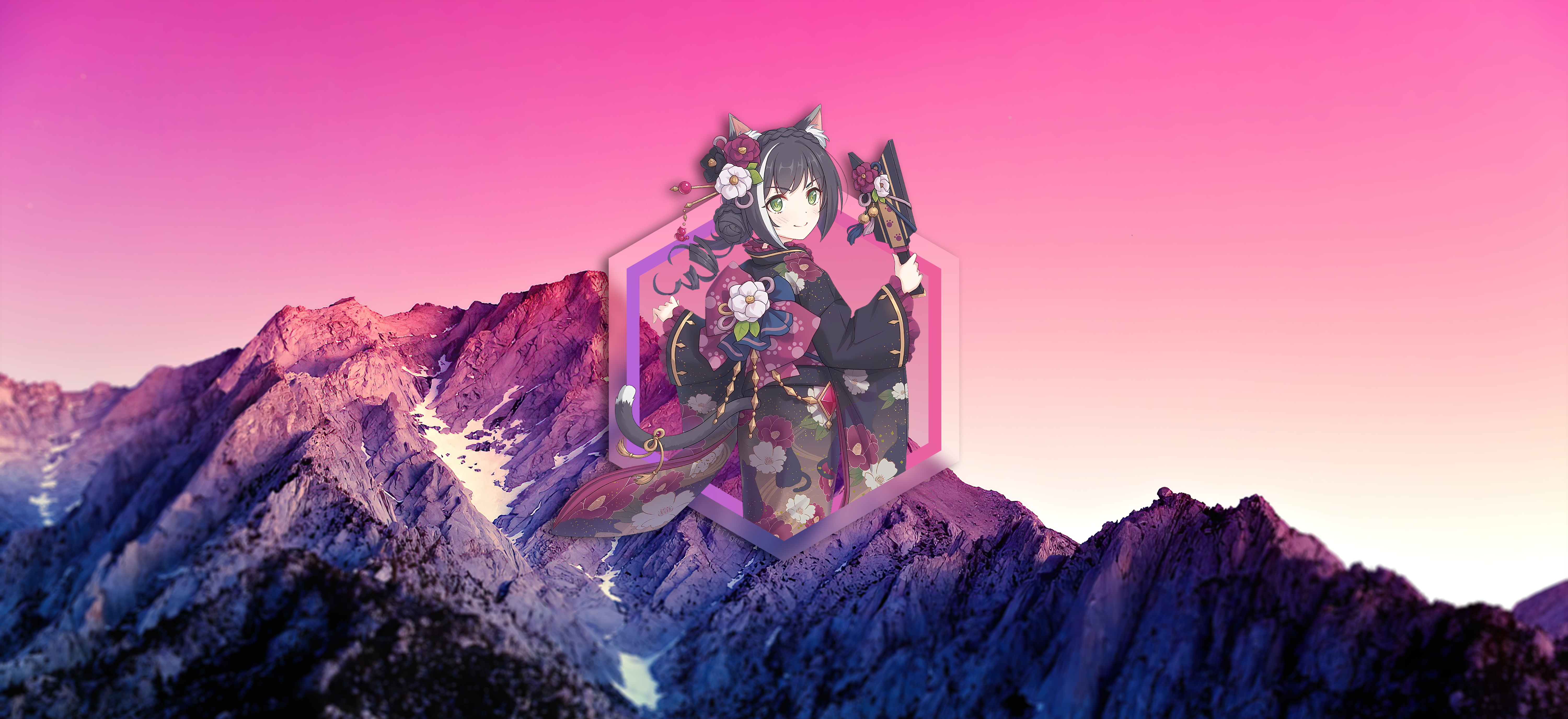 Kyaru from Princess Connect Re:Dive with Mountains HD Wallpaper