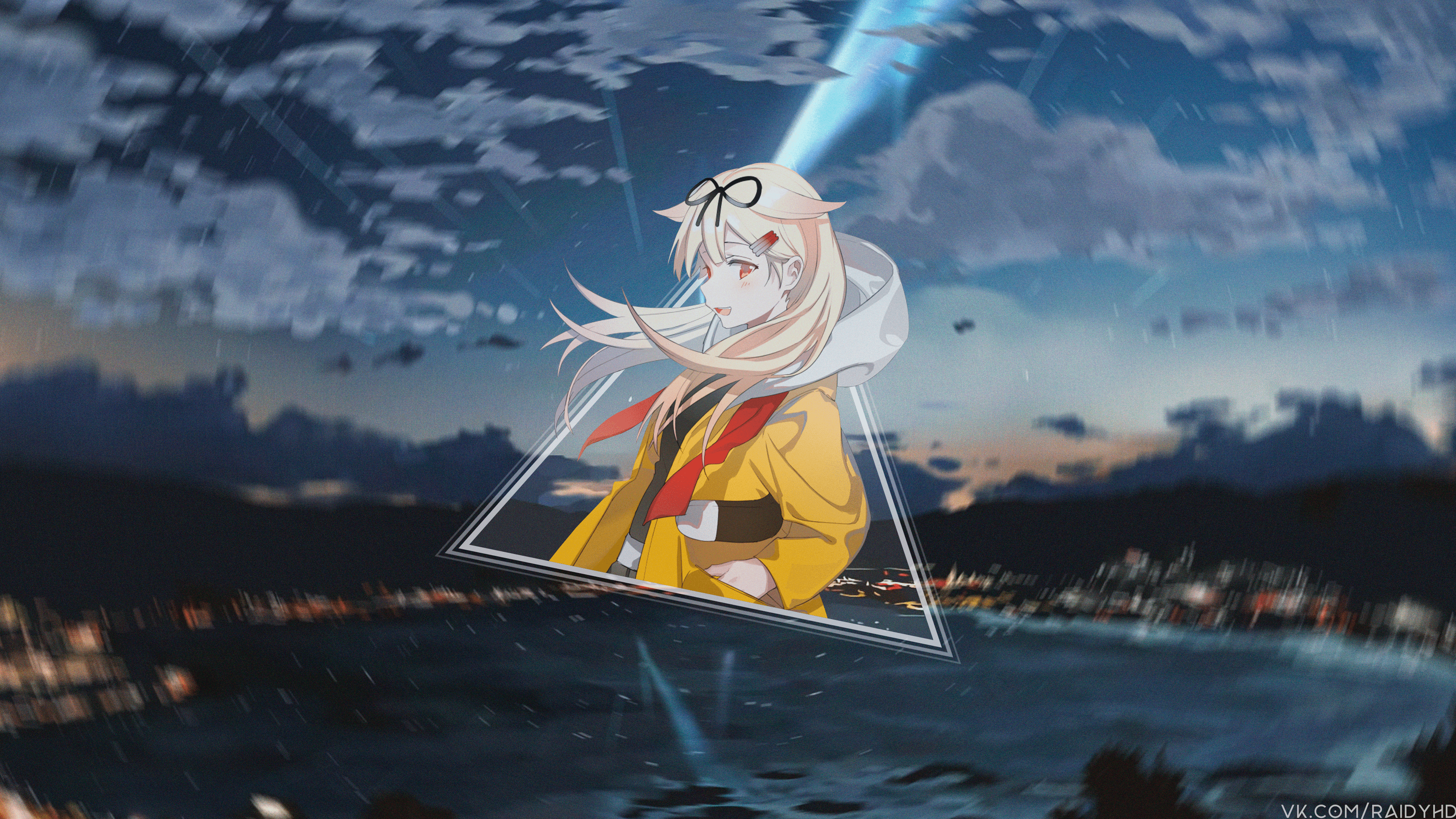 Yuudachi (KanColle) anime girl in yellow jacket HD Wallpaper