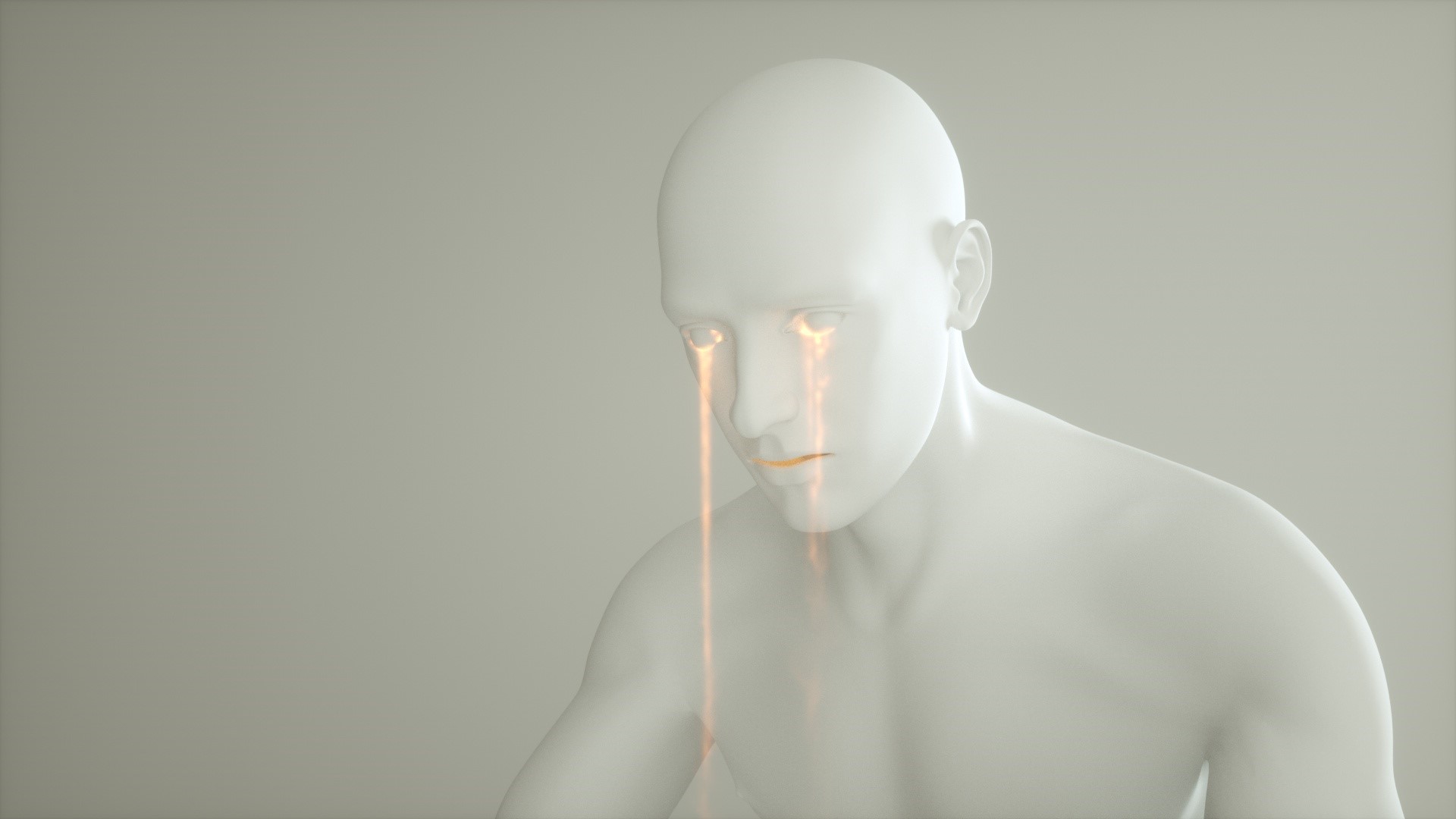 White sculpture crying orange tears HD Wallpaper